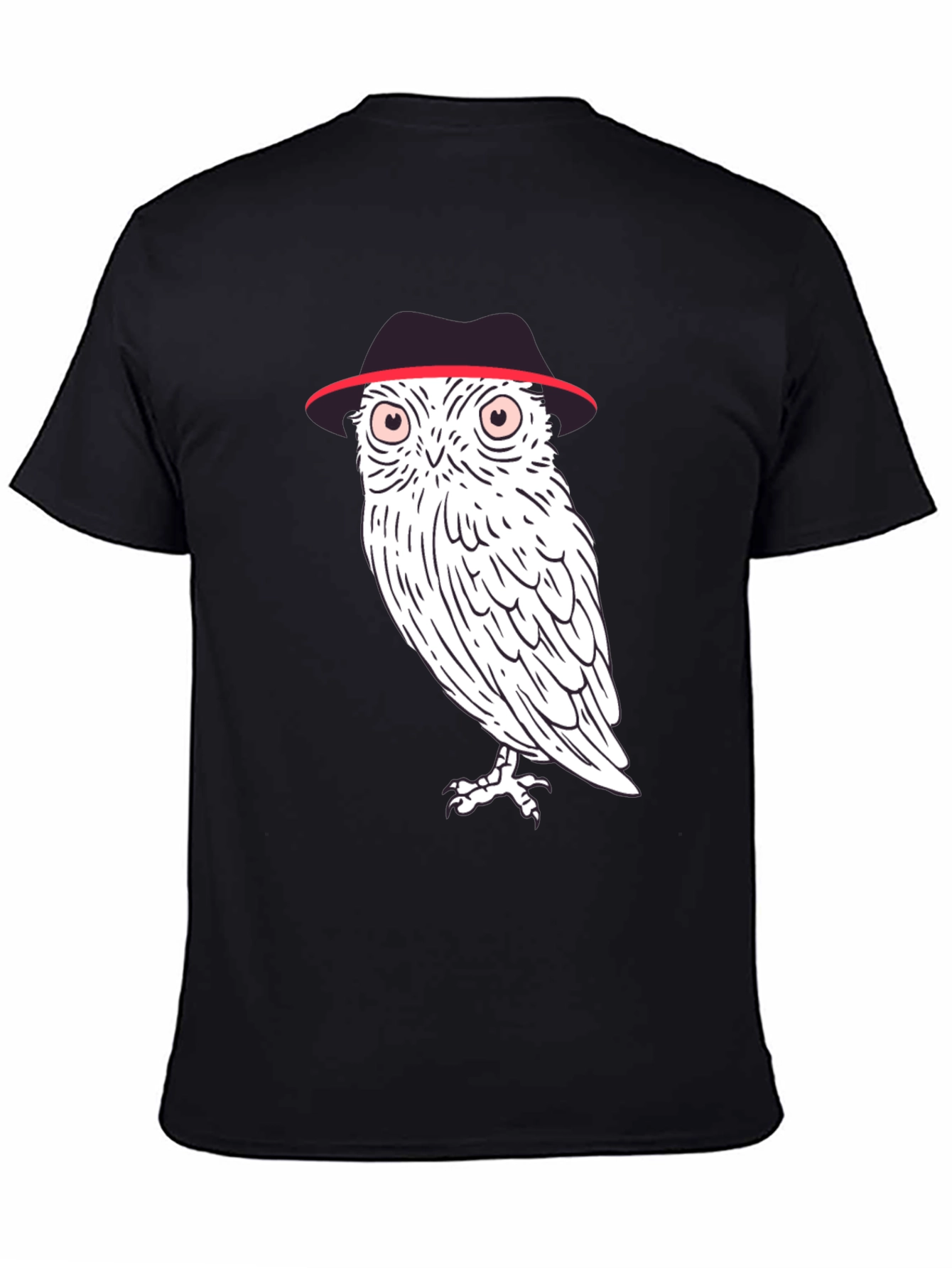Black Owl in Fedora Graphic Tee - Stylish Men's Black T-Shirt view 4