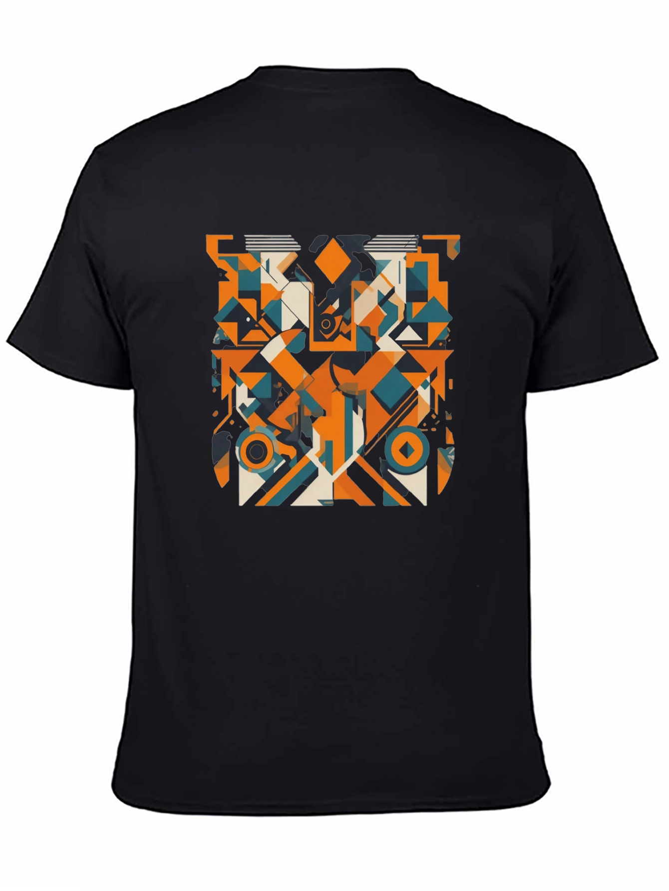 Black Geometric Abstract Art Print Black T-Shirt view 4
