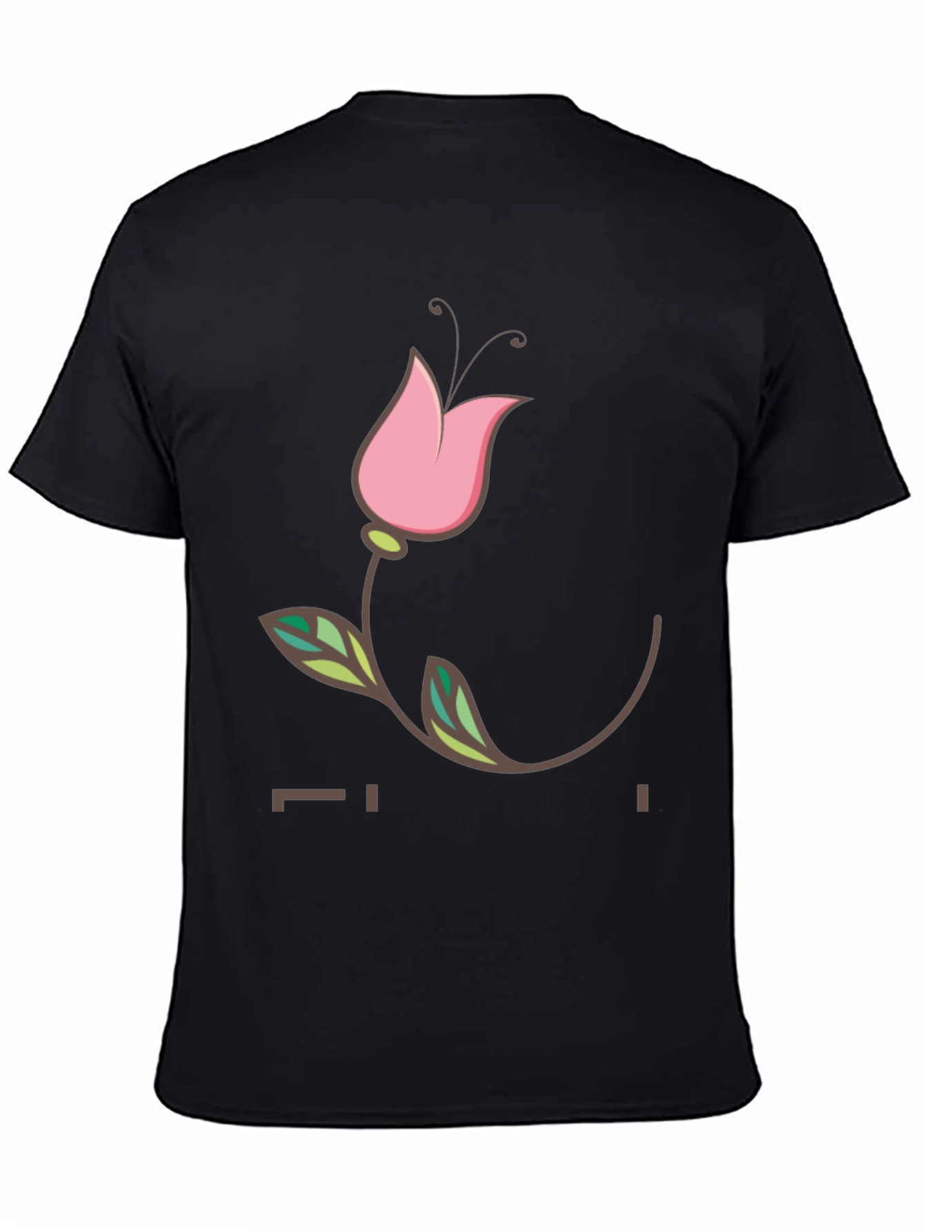 Black Black T-Shirt with Floral Tulip Graphic view 4