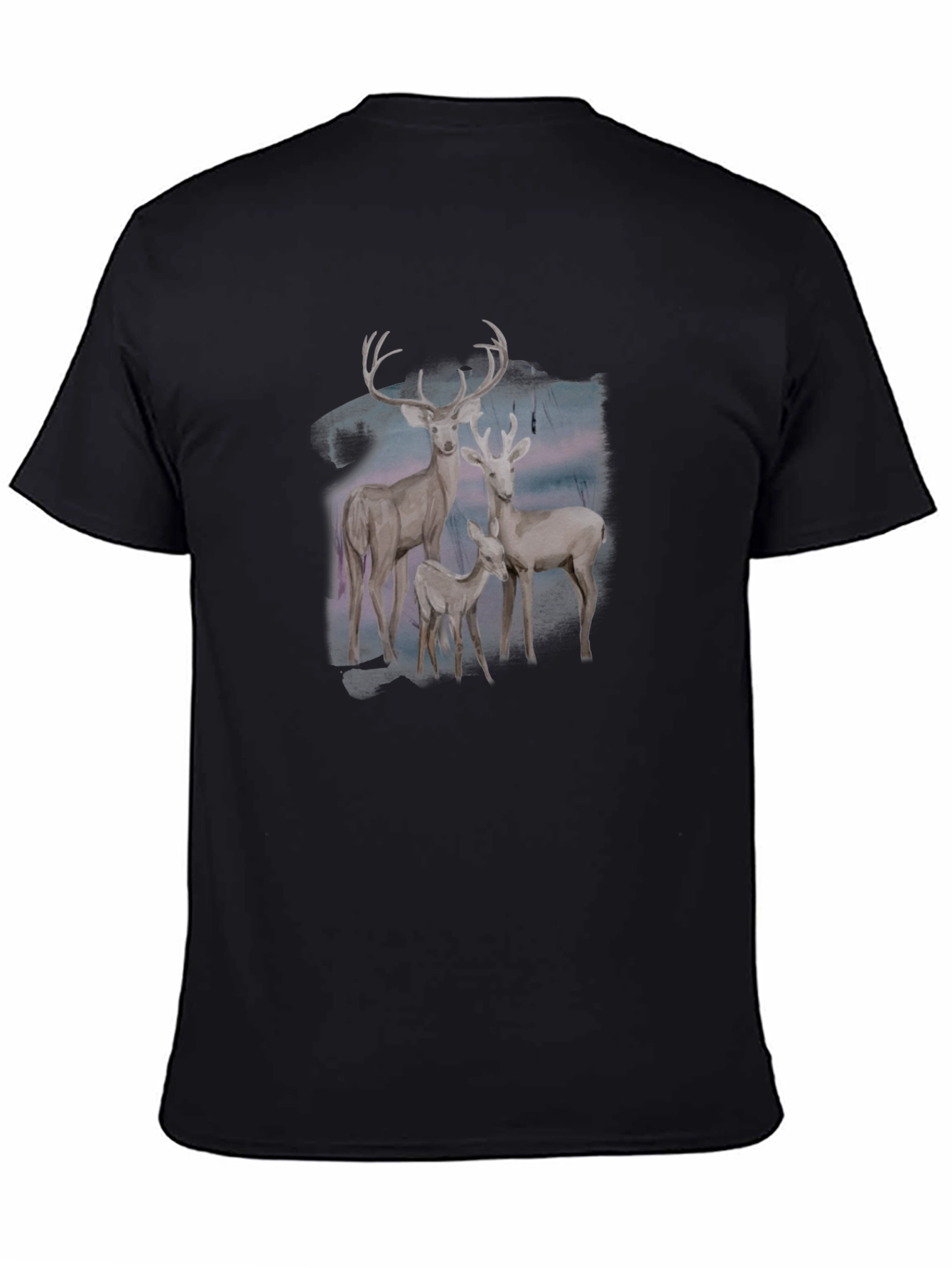 Black Deer Family Graphic Tee - Black Cotton Blend view 4
