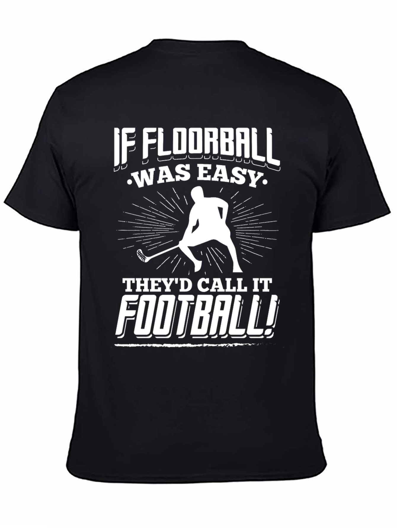 Black Floorball T-Shirt - If Floorball Was Easy! view 4