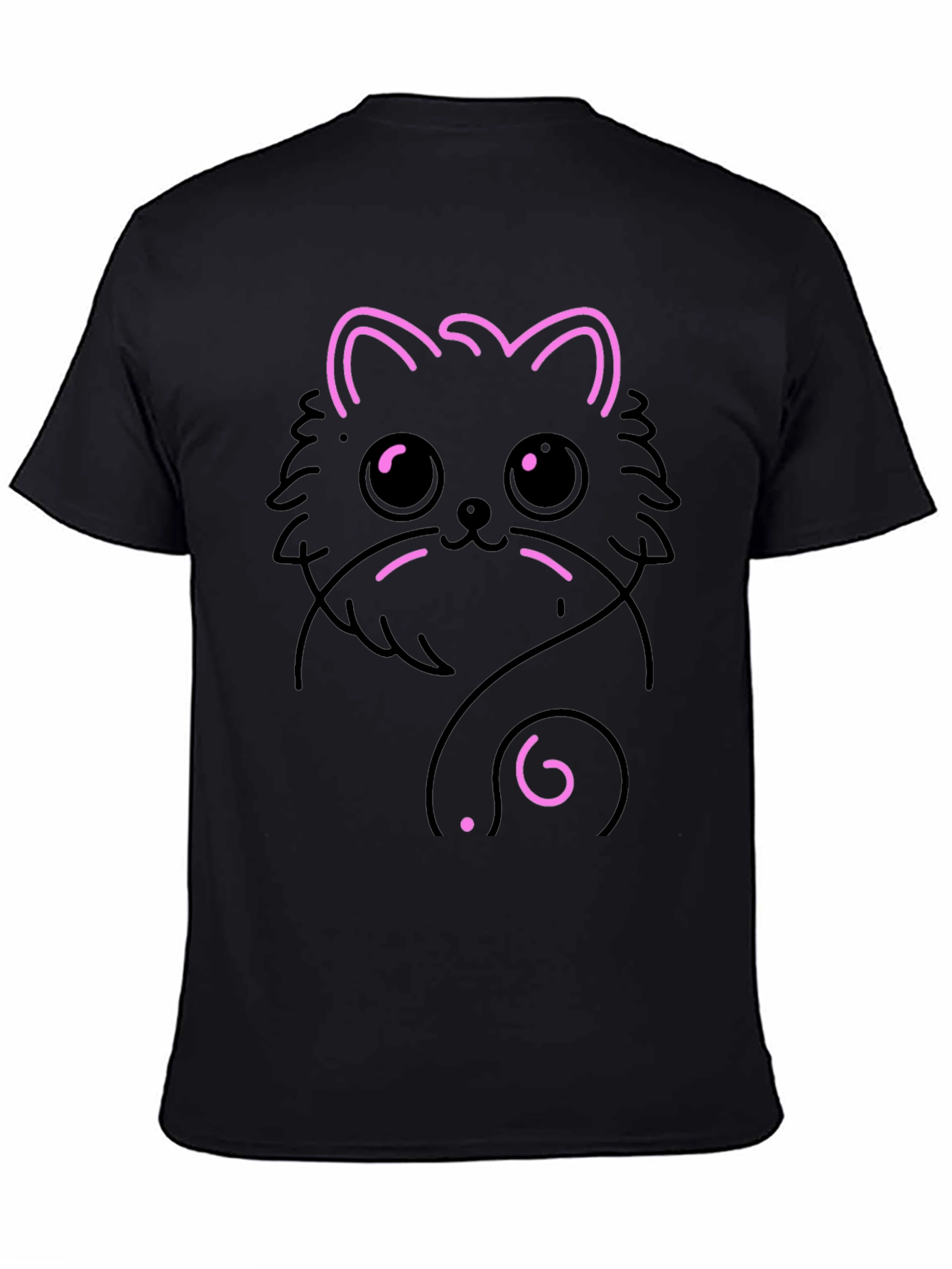 Black Cute Cat Graphic T-Shirt - Black view 4