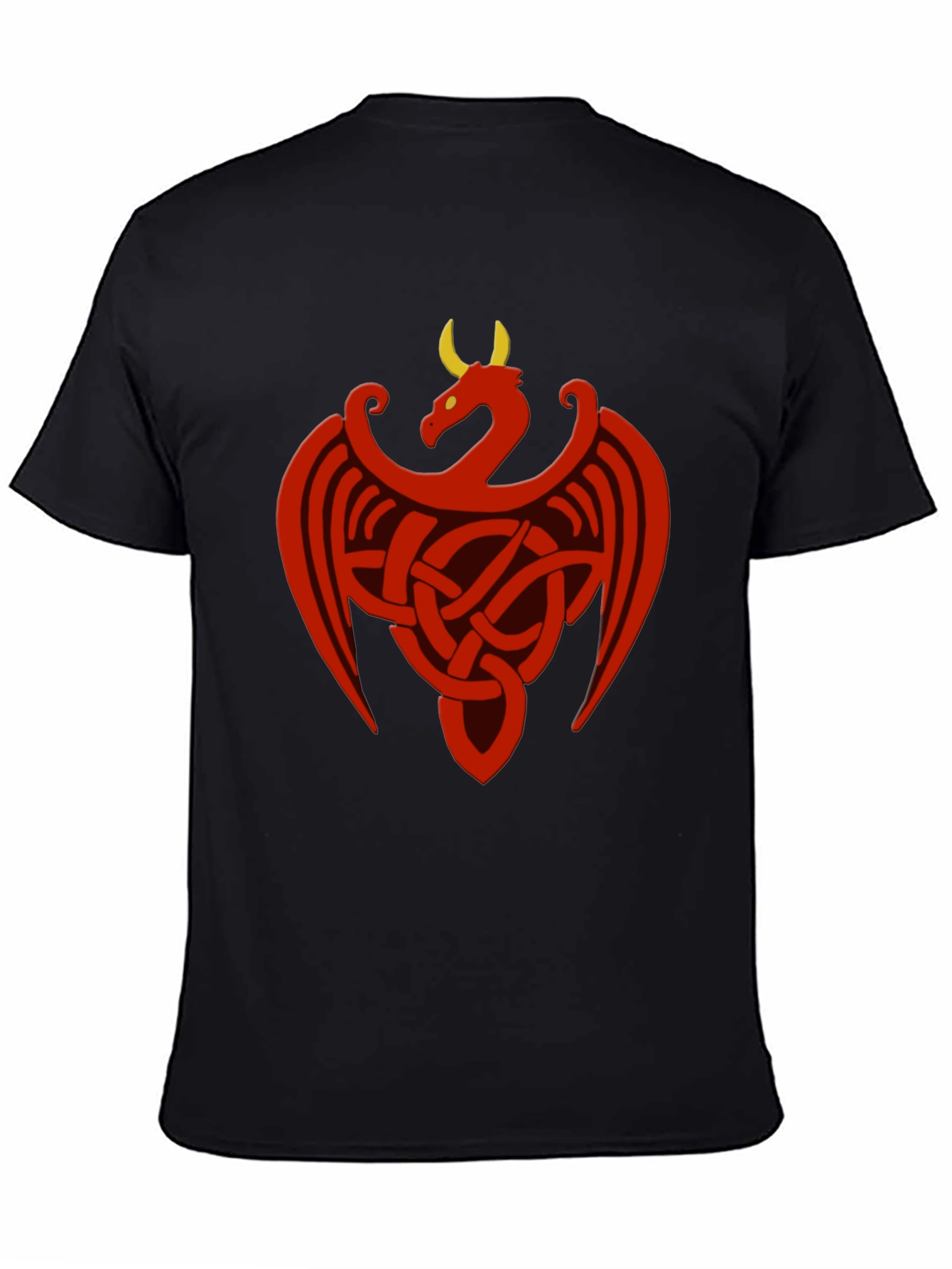 Black Celtic Dragon Knot Graphic Tee - Black Cotton Shirt view 4