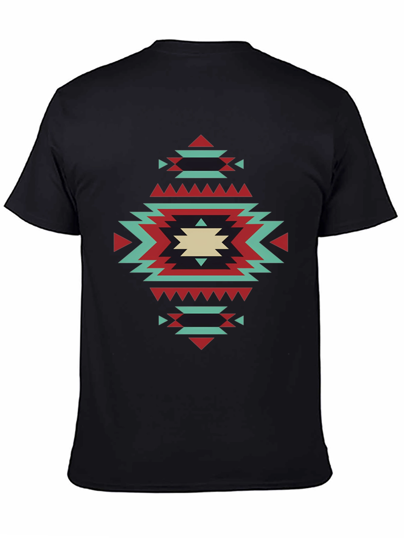 Black Aztec Pattern Black T-Shirt view 4