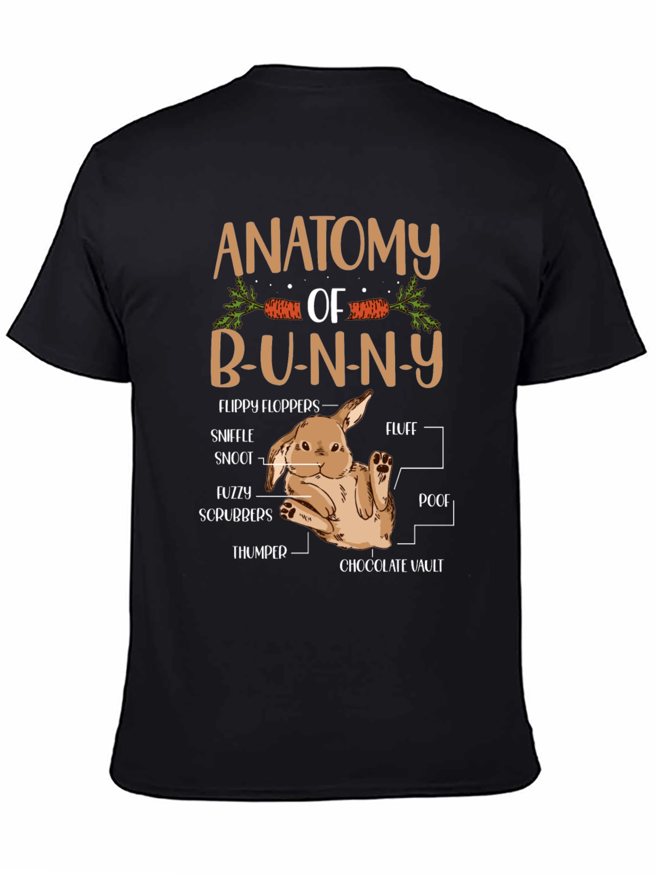 Black Anatomy of a Bunny T-Shirt - Easter view 4