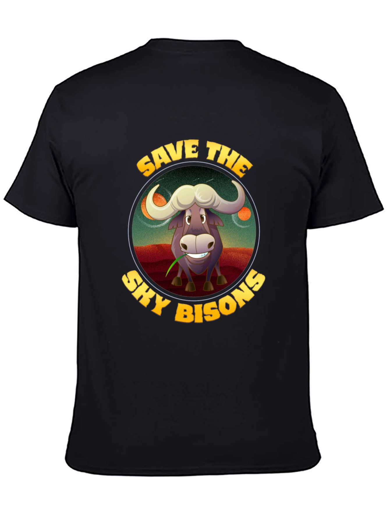 Black Save the Sky Bison Graphic T-Shirt view 4