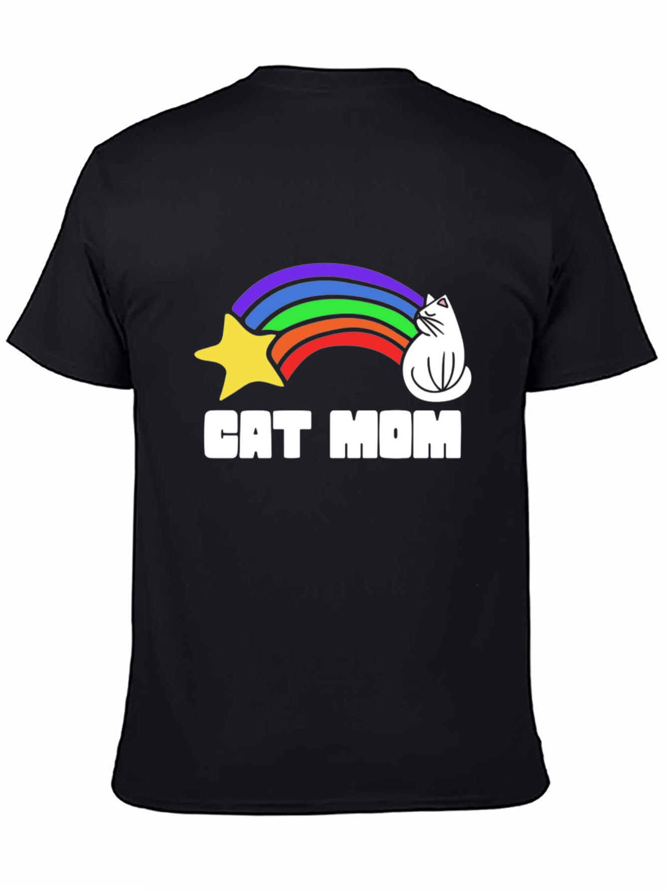 Black Cat Mom Rainbow Graphic Tee - Unisex Cotton T-Shirt view 4