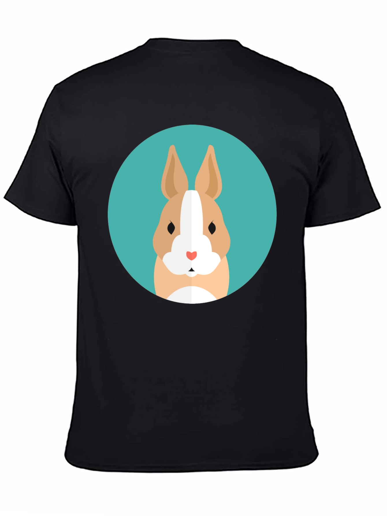 Black Cute Bunny Graphic Tee - Soft Black Cotton T-Shirt view 4