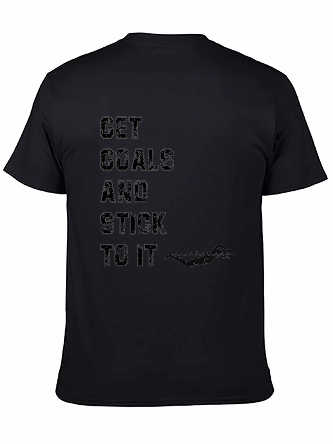 Black Motivational 'Get Goals' Black T-Shirt view 4