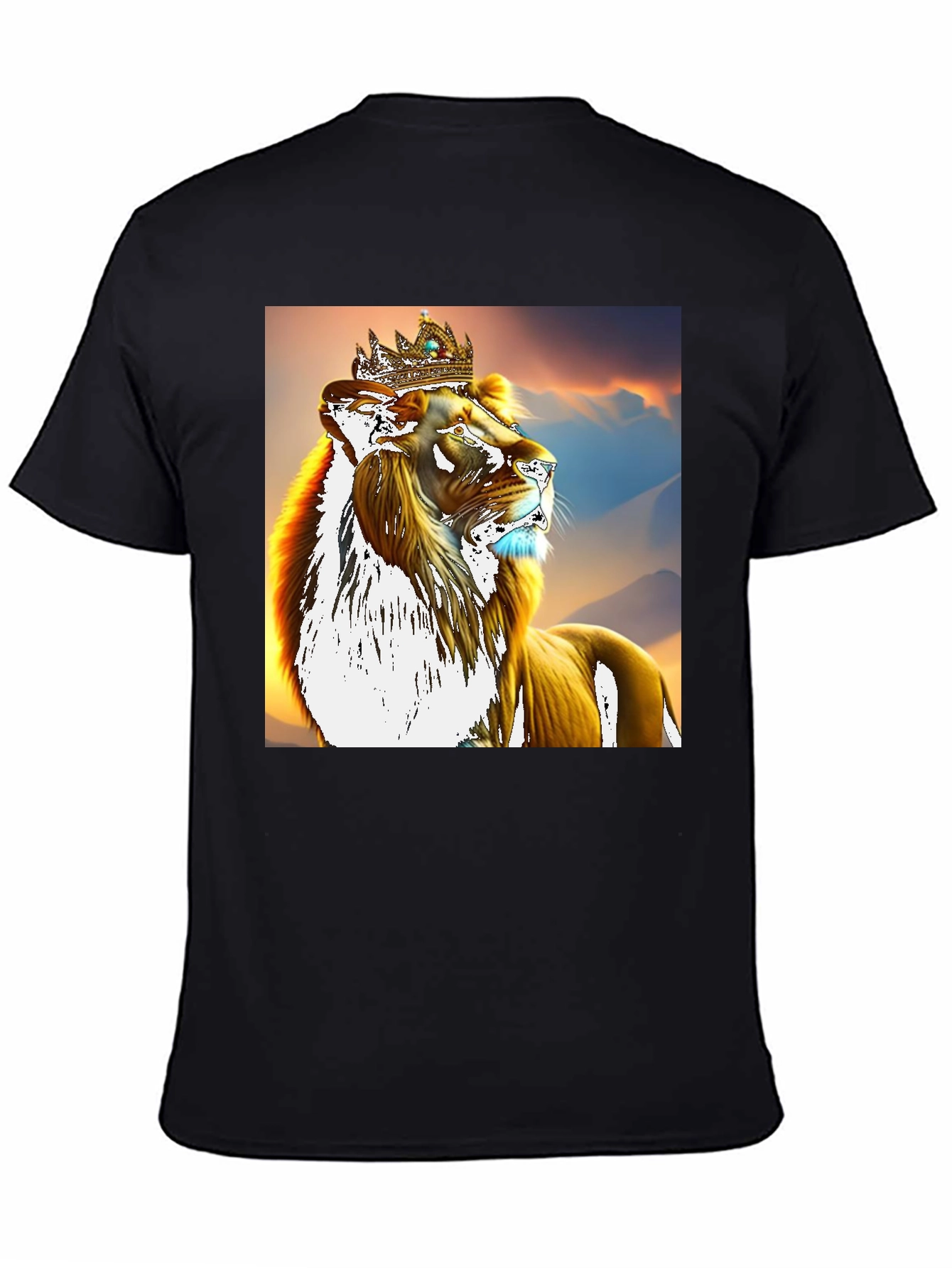 Black Lion King Graphic T-Shirt - Regal Lion Design view 4