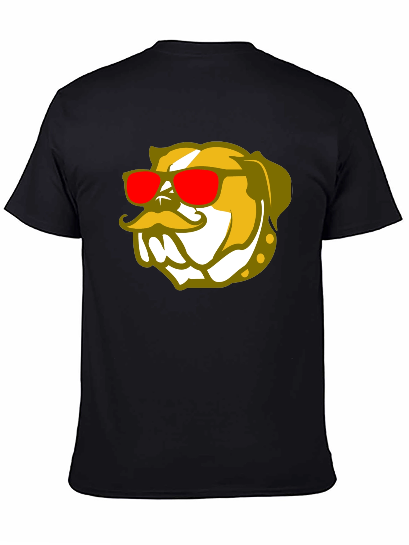 Black Cool Bulldog Graphic Black T-Shirt view 4