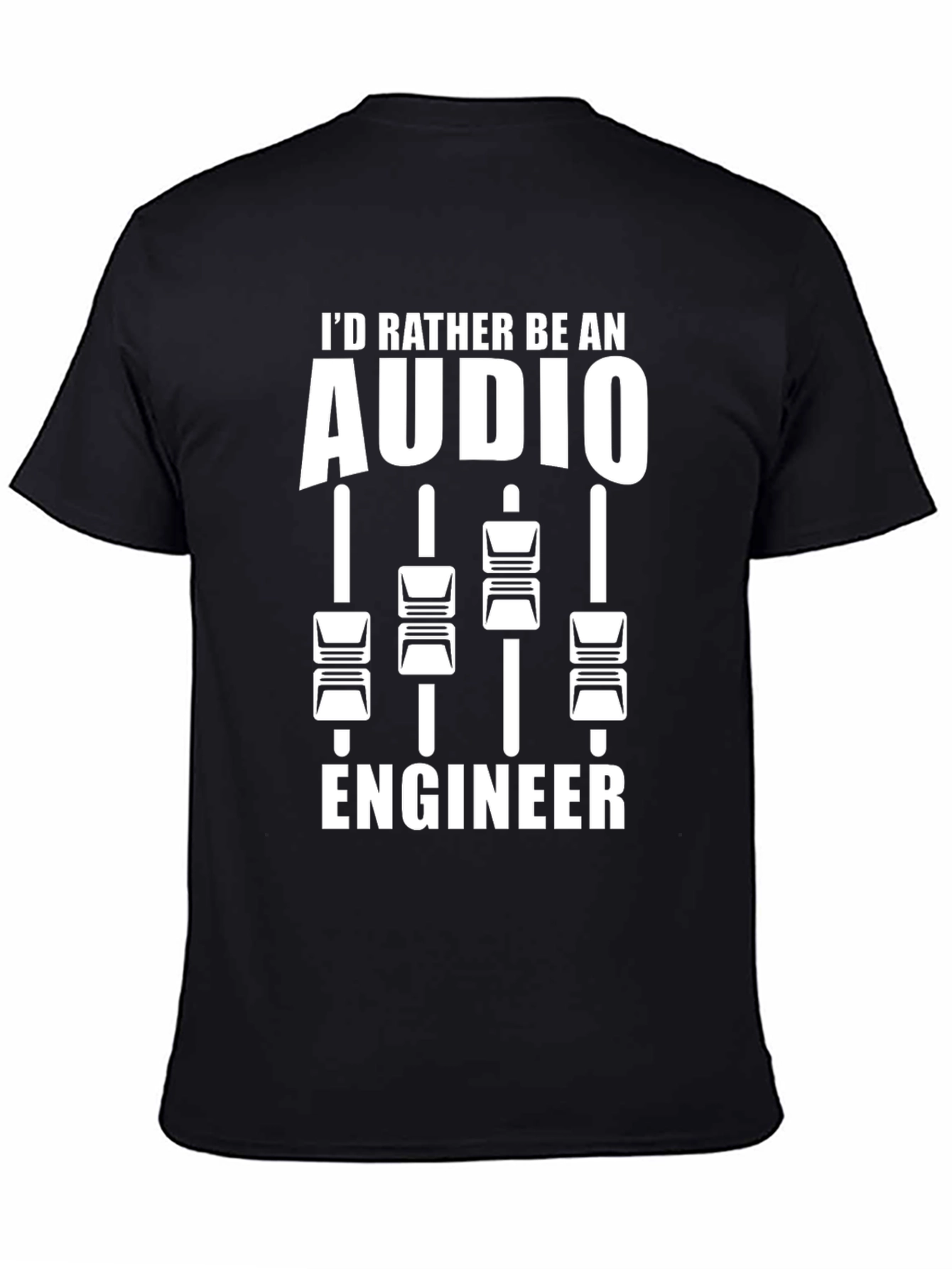 Black Audio Engineer T-Shirt Mixing Board Music Production Tee view 4