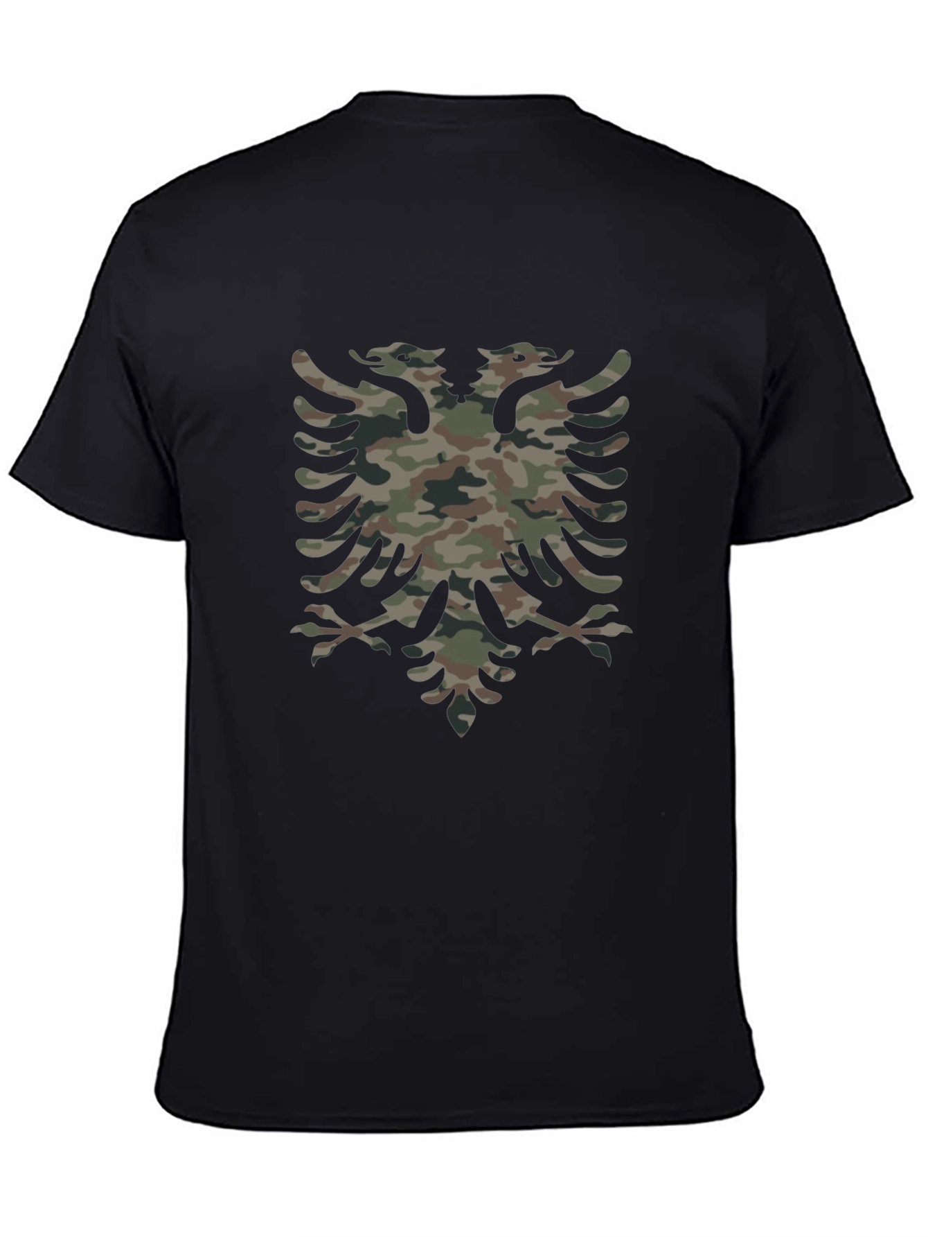 Black Camouflage Double-Headed Eagle Graphic Tee view 4