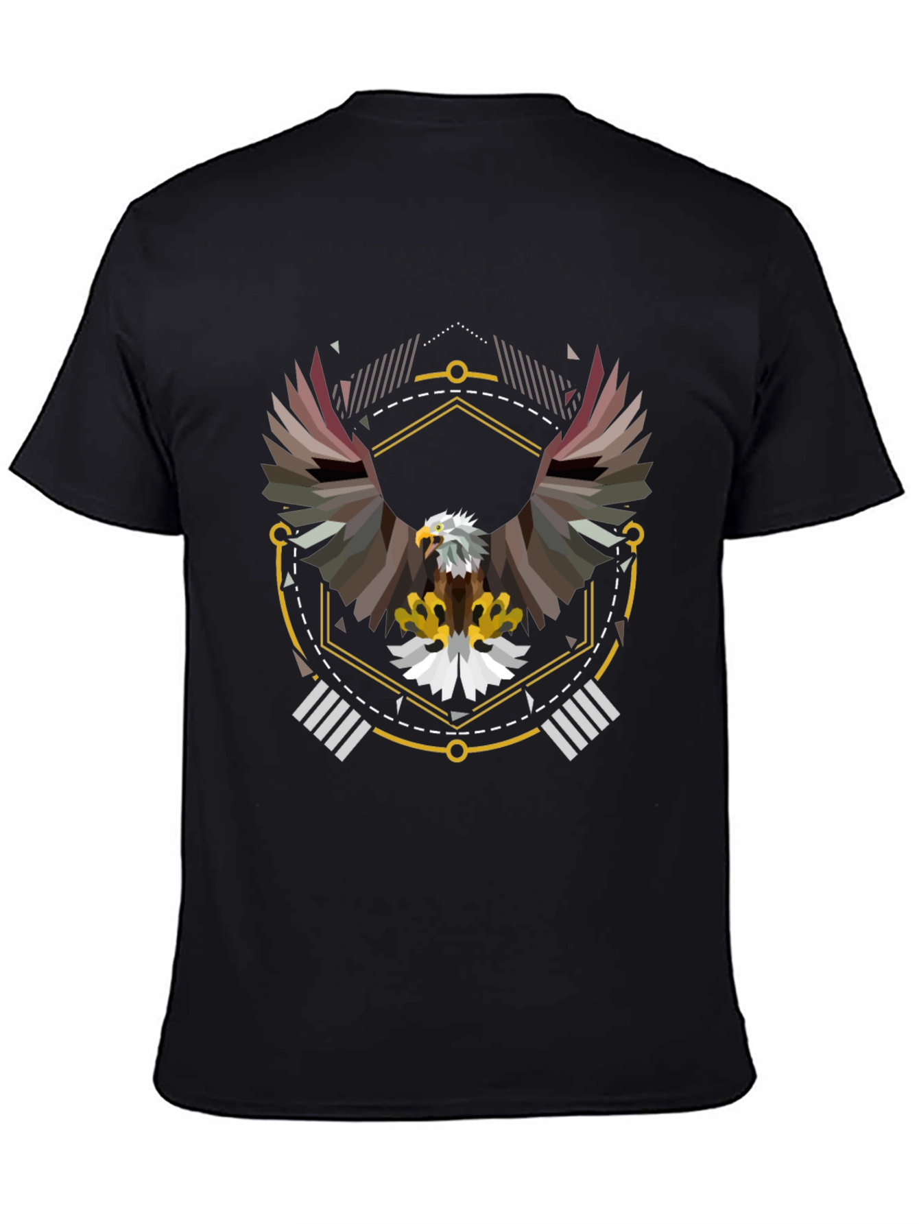 Black Geometric Eagle Graphic Tee - Black view 4