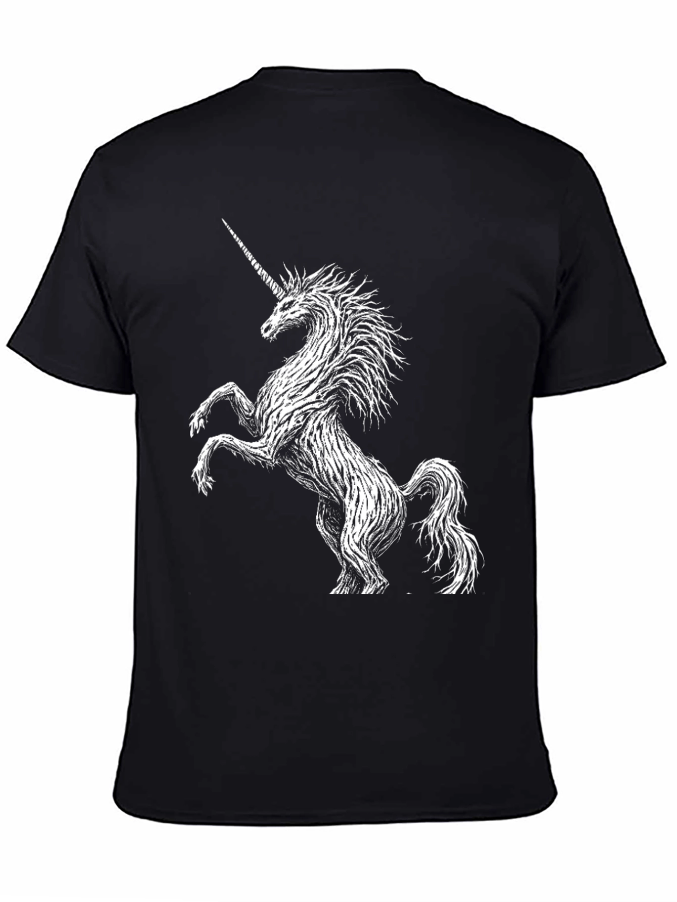 Black Unicorn Graphic Black T-Shirt - Men's Fashion view 4