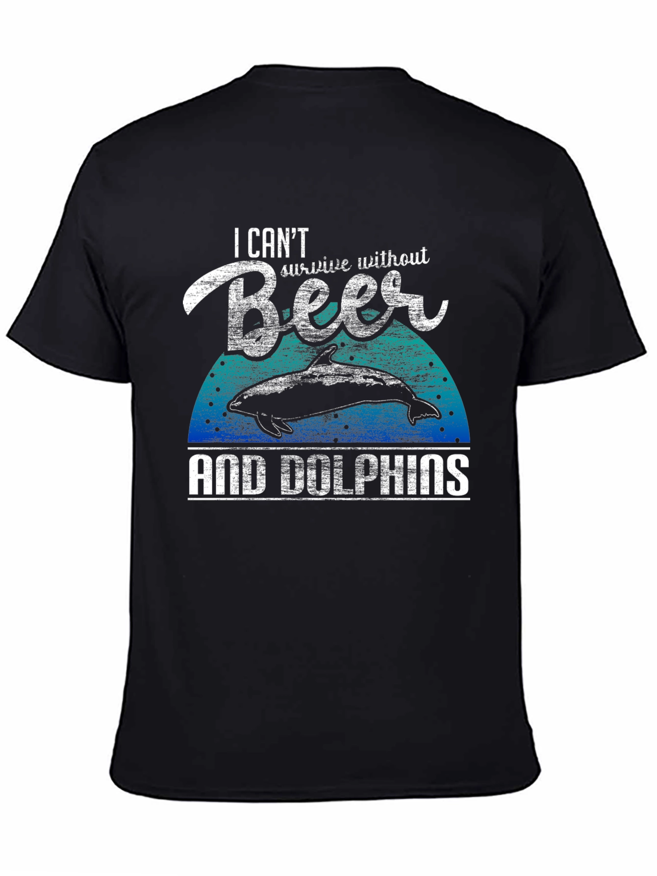 Black Beer & Dolphins Graphic Tee - Men's Black T-Shirt view 4