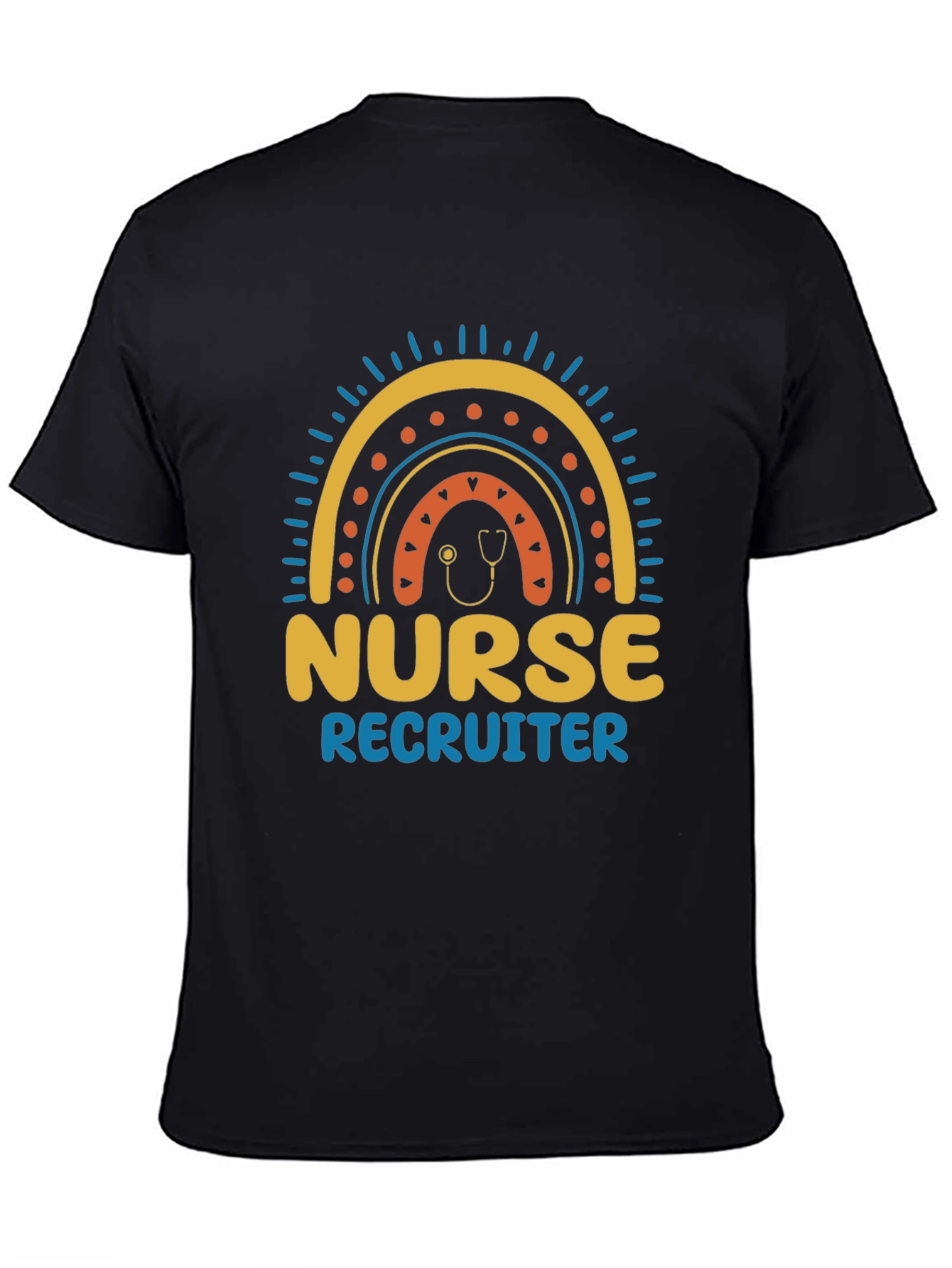 Black Nurse Recruiter Rainbow Graphic T-Shirt view 4