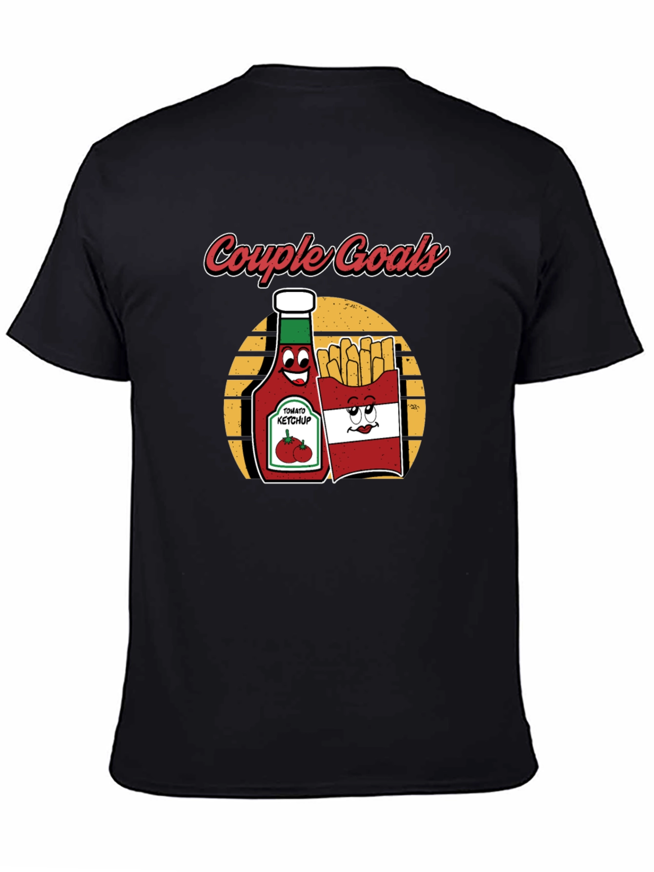 Black Couple Goals T-Shirt - Ketchup & Fries Cartoon Design view 4