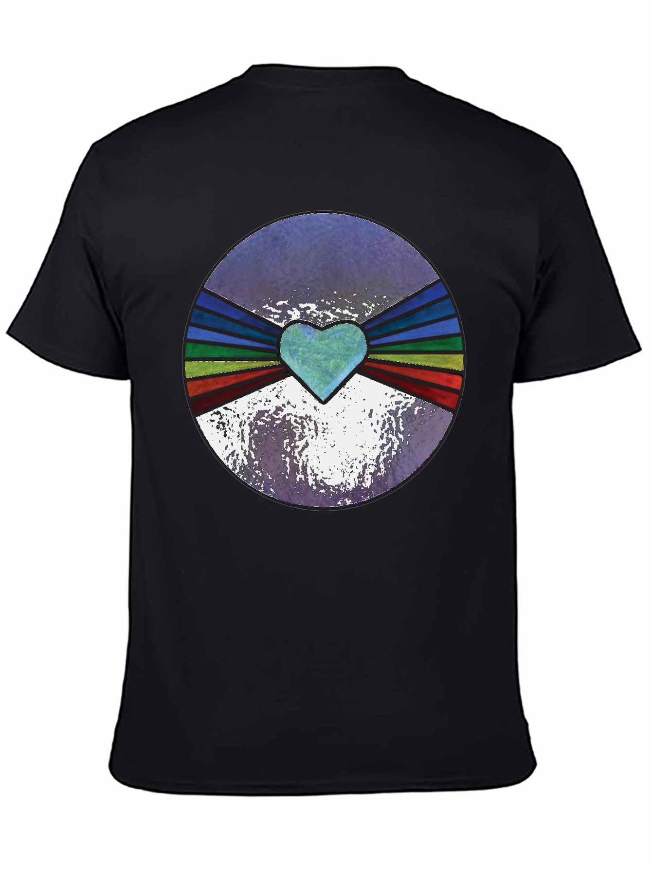Black Retro Heartburst Graphic Tee - Black Cotton Blend view 4