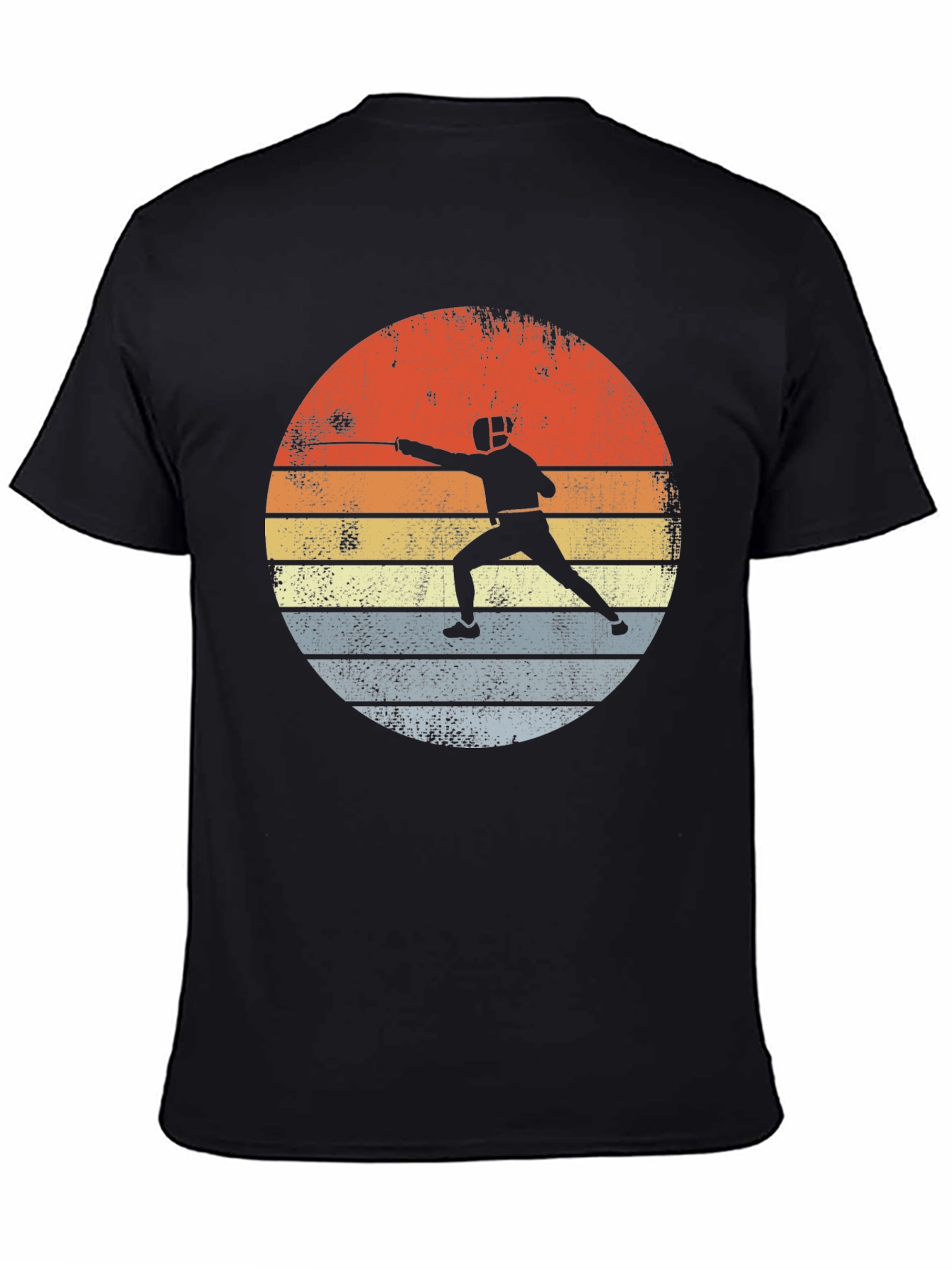 Black Fencing Sunset Graphic Tee - Retro Sportswear view 4