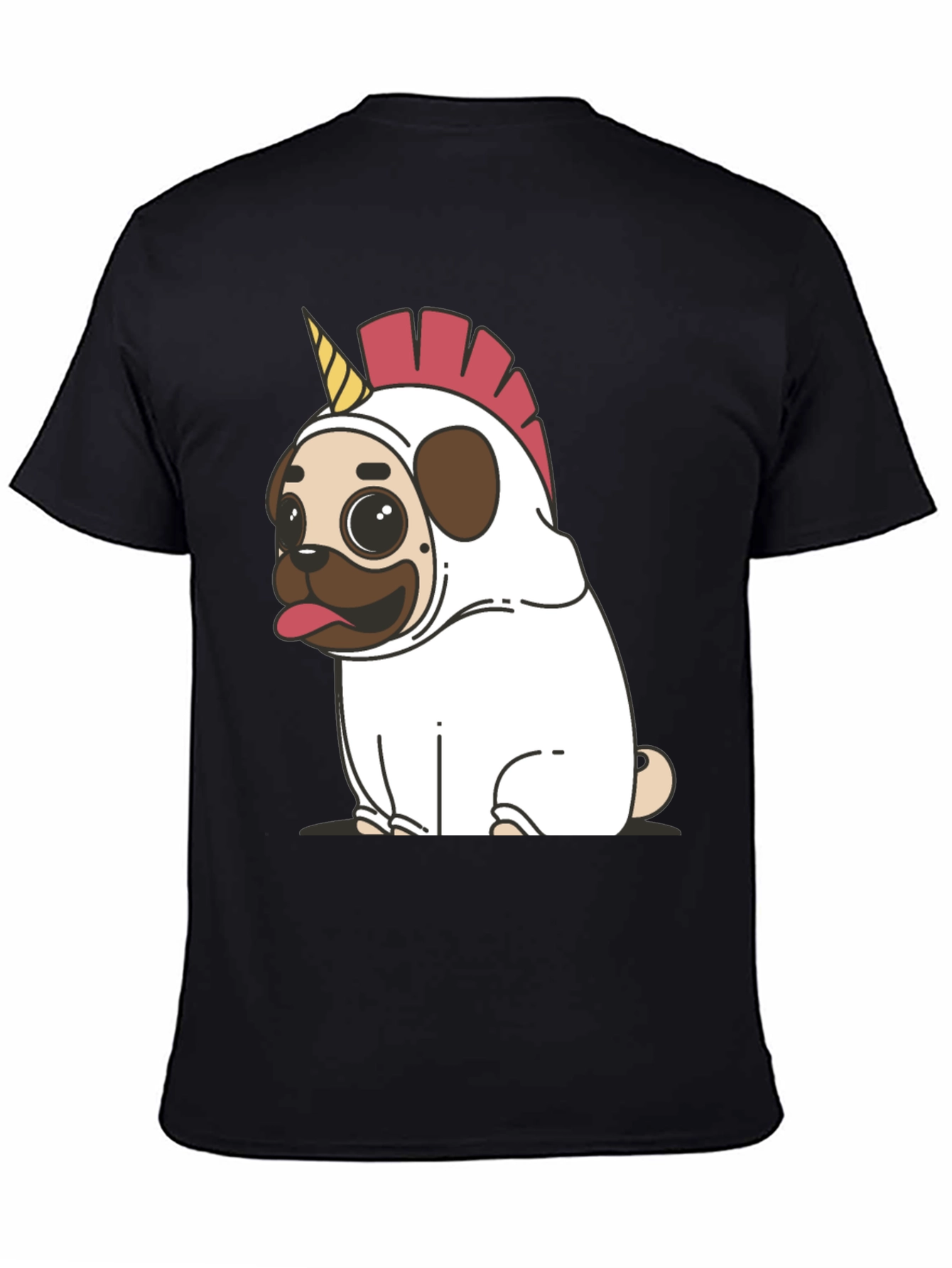 Black Unicorn Pug Graphic T-Shirt view 4