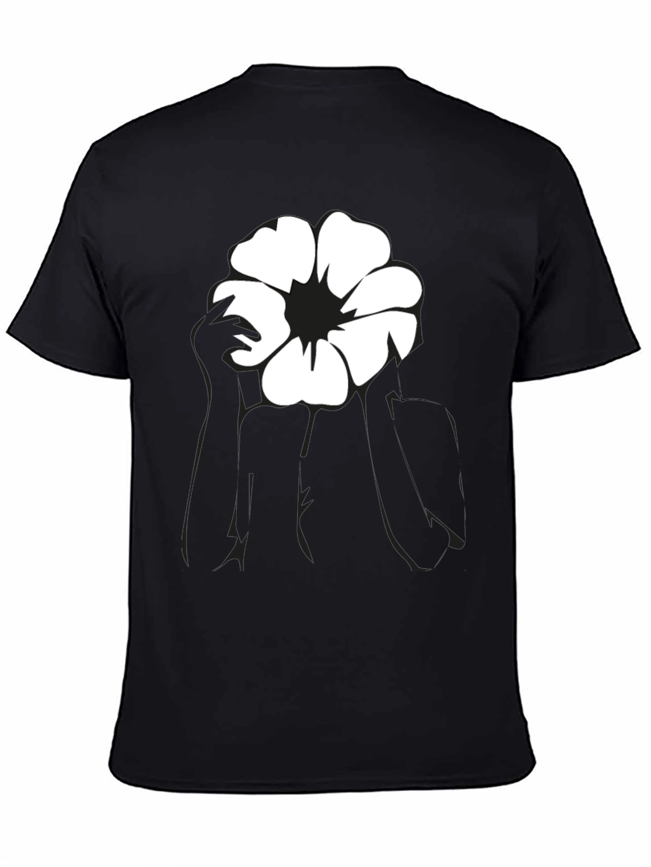 Black Black T-Shirt with Flower Graphic view 4