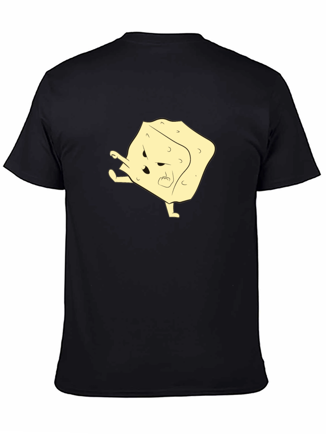Black Funny Cartoon Tofu T-Shirt - Black view 4