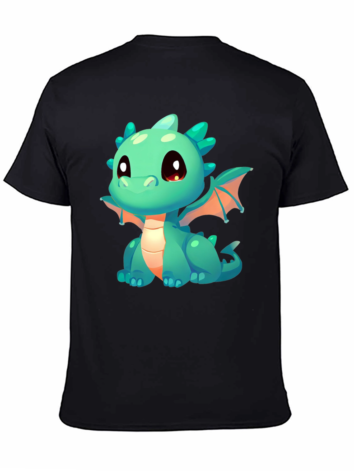 Cute Cartoon Dragon Graphic Tee - Black - 4