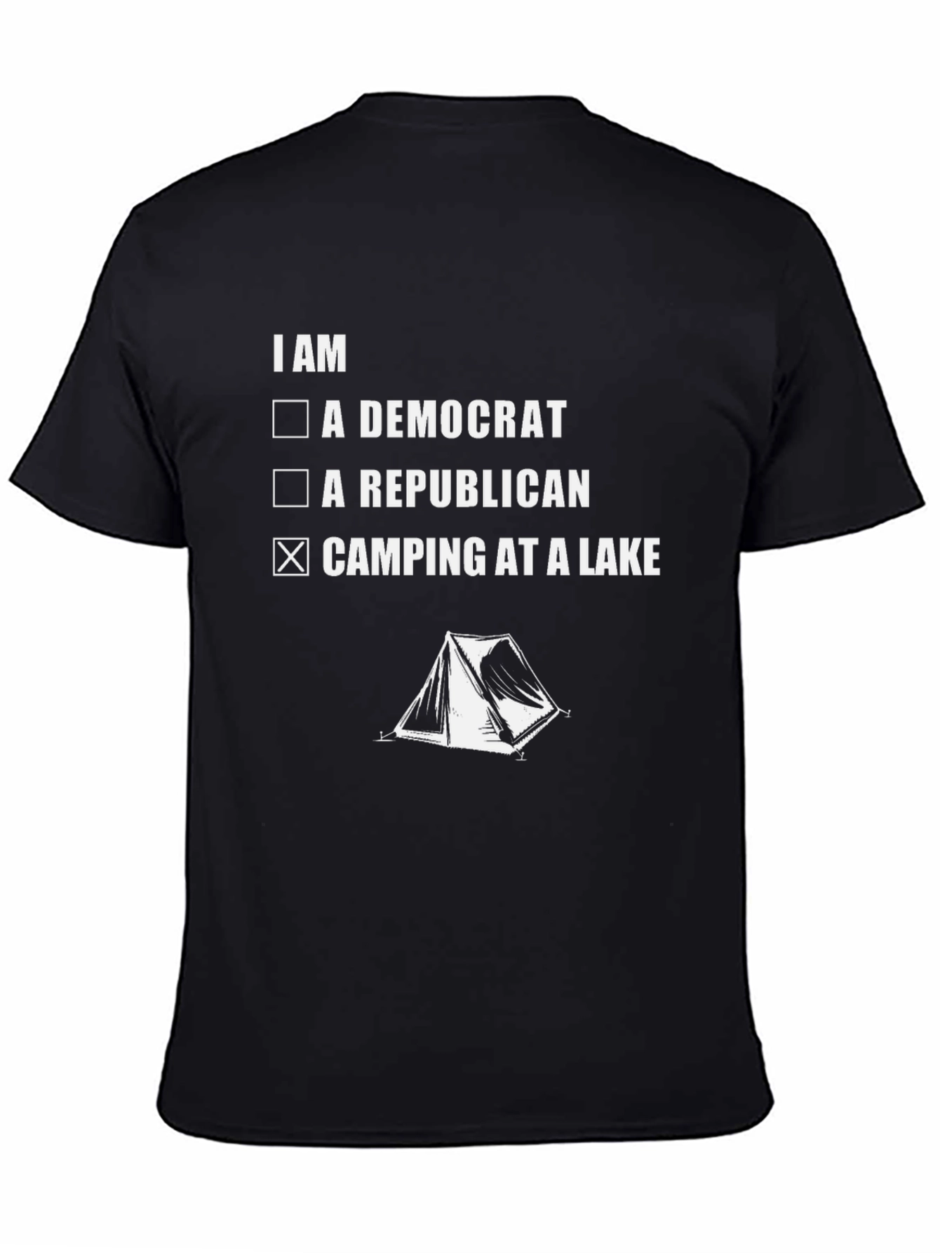 Black Camping at a Lake Graphic Tee view 4