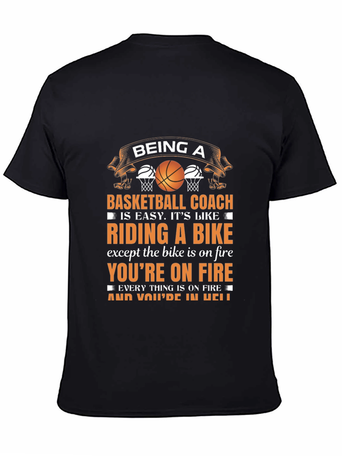 Black Basketball Coach T-Shirt - Riding a Bike Analogy view 4