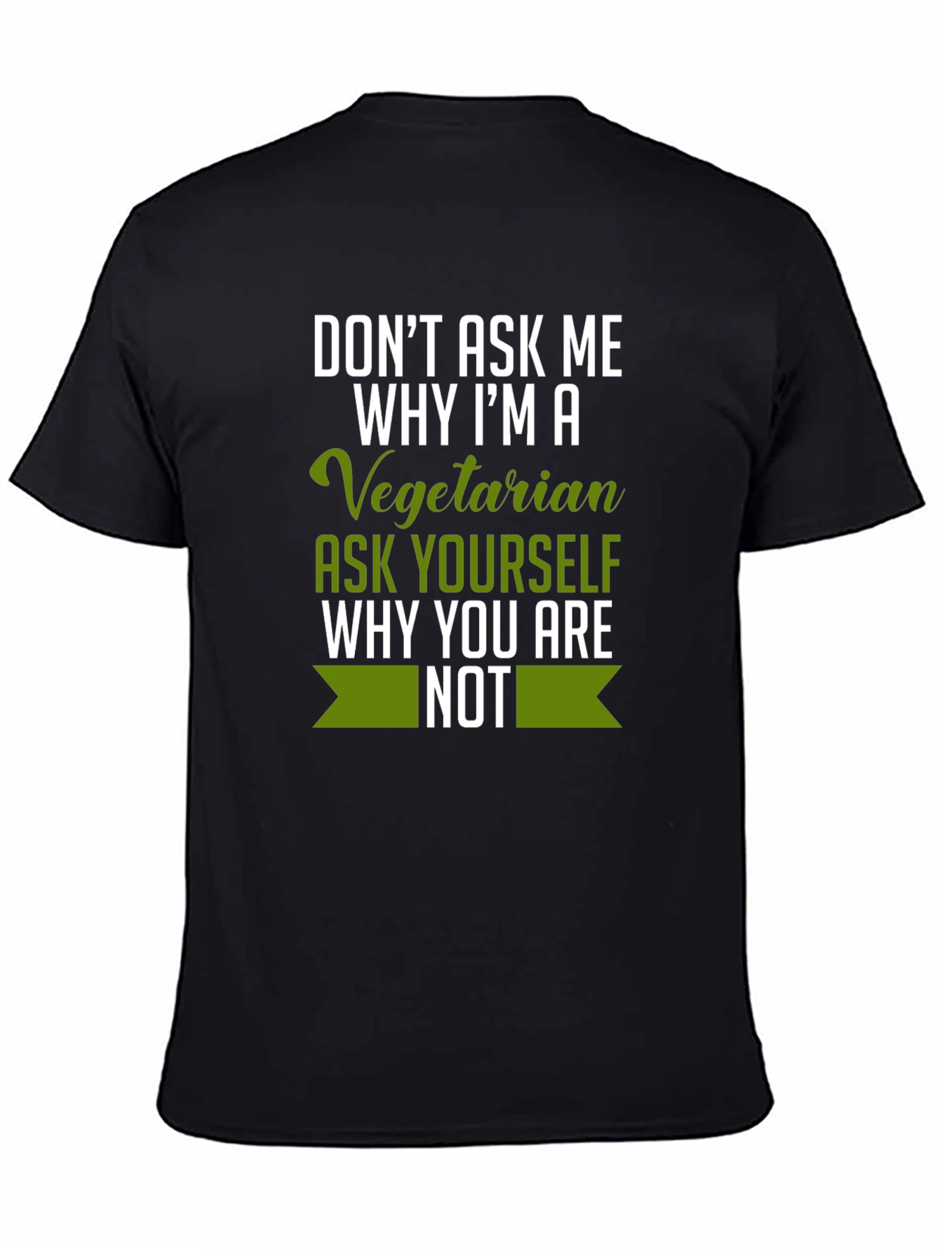 Black Vegetarian T-Shirt: Funny Vegan Statement Tee view 4