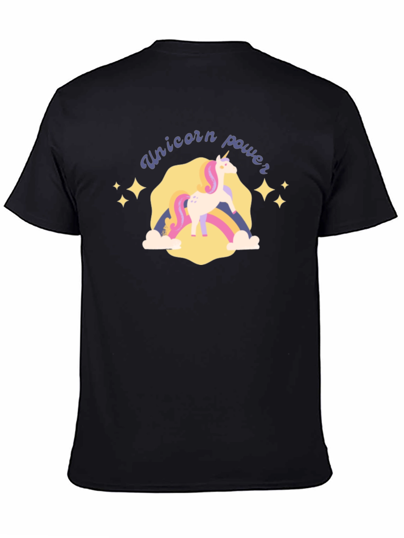 Black Unicorn Power Graphic Tee - Black Cotton T-Shirt view 4