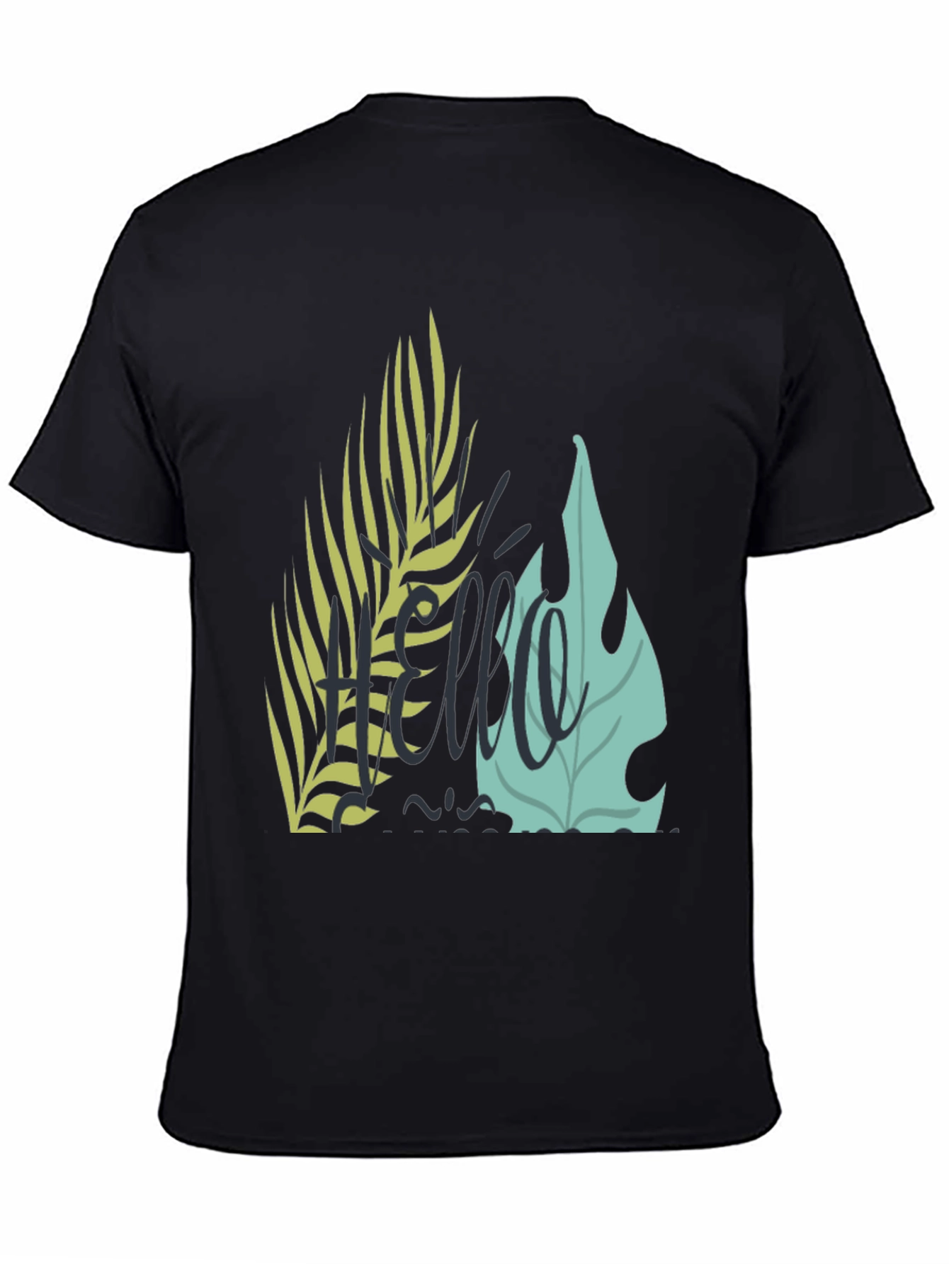 Black Tropical Hello Graphic Black T-Shirt view 4