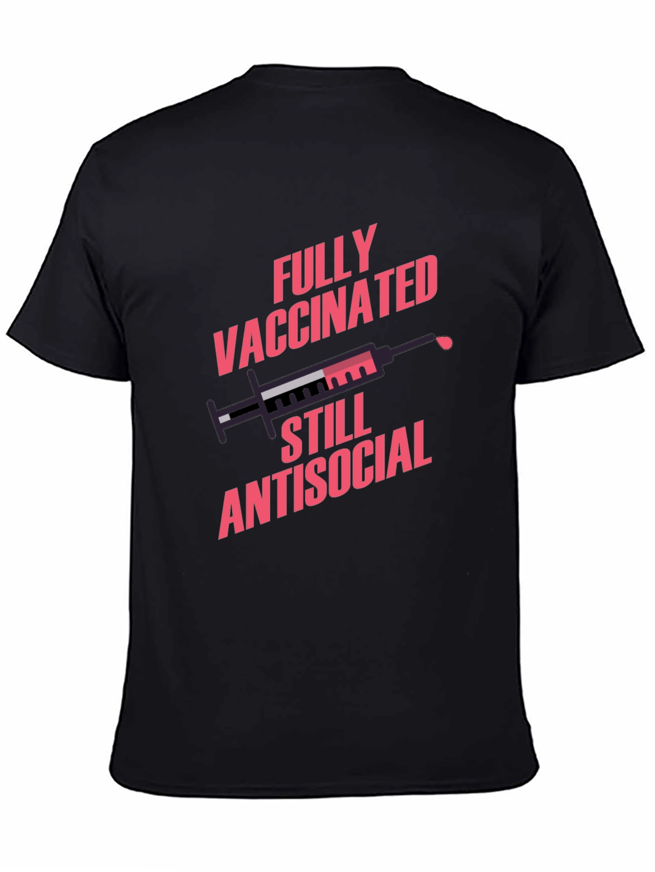 Black Fully Vaccinated Antisocial Graphic Tee view 4