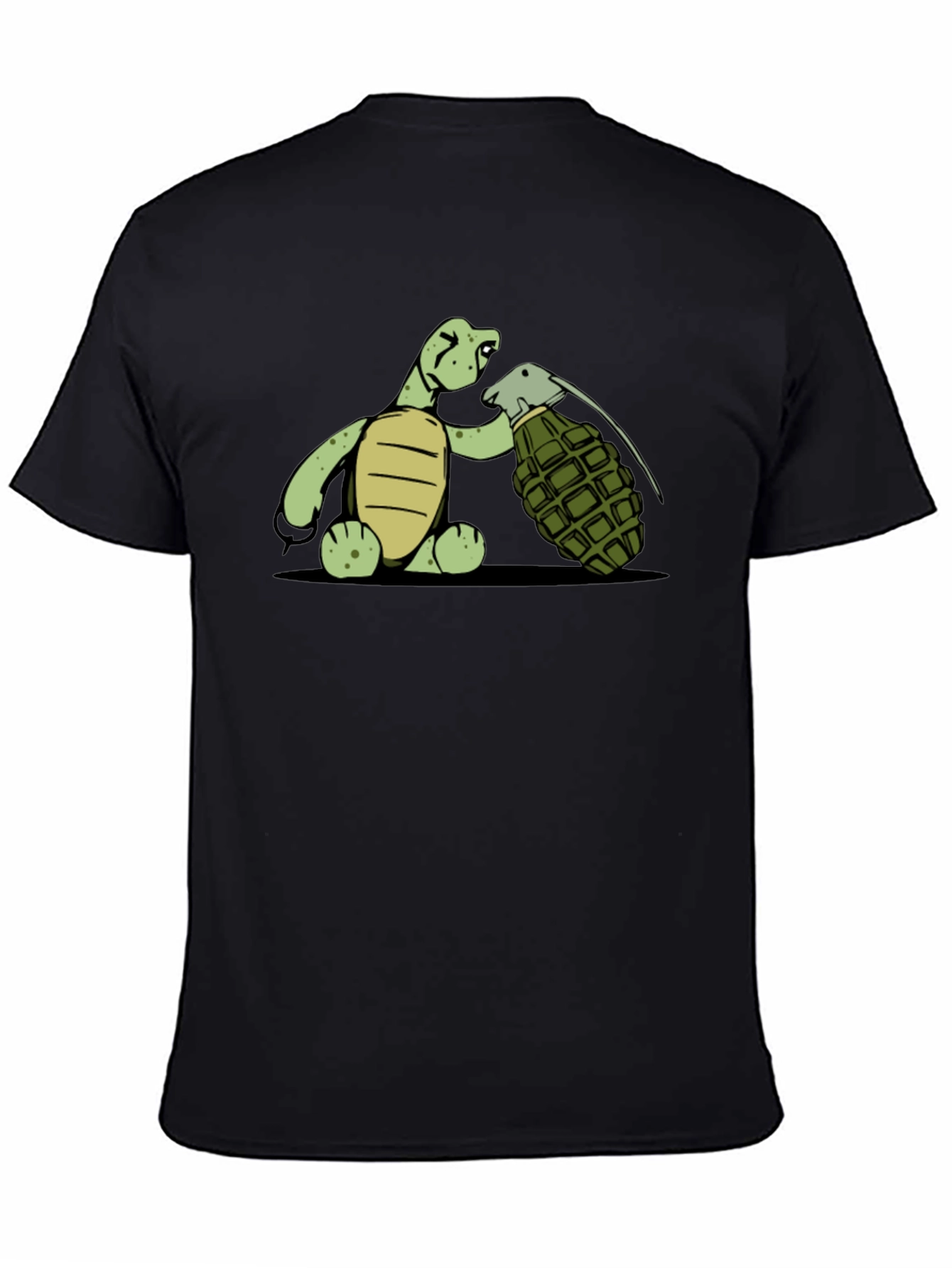 Black Turtle Grenade Graphic Tee - Black Cotton T-Shirt view 4