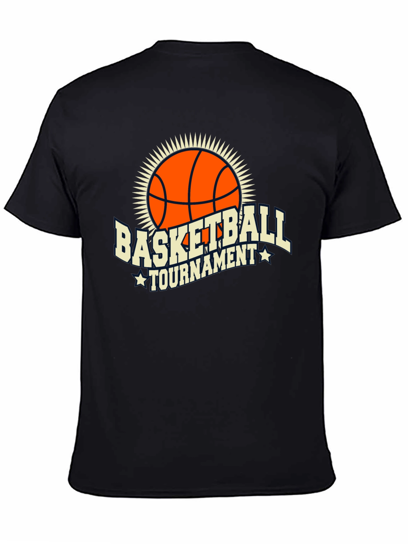 Black Basketball Tournament Graphic Tee - Black Cotton T-Shirt view 4