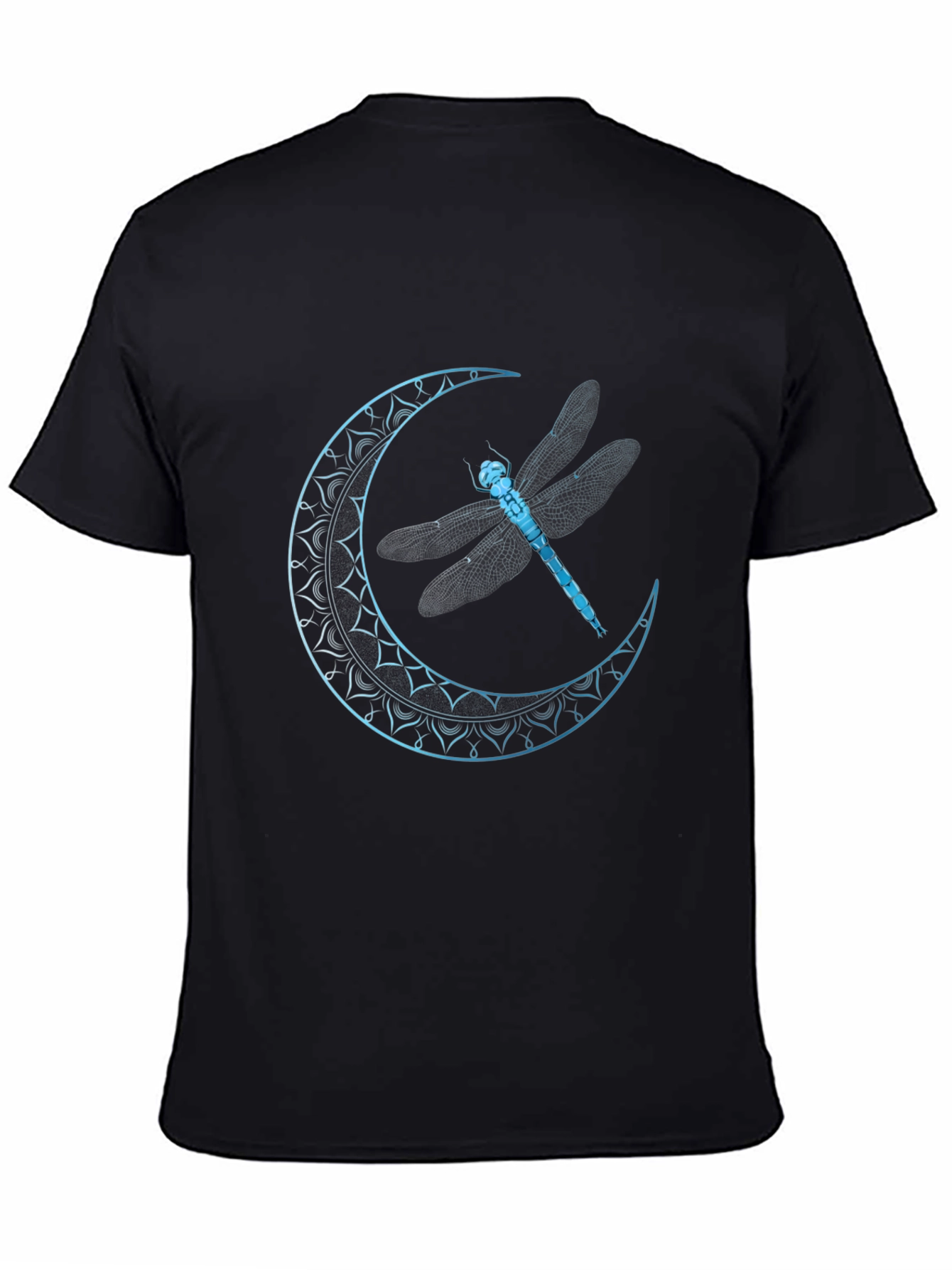 Black Dragonfly Moon Graphic Tee - Black Cotton Blend view 4