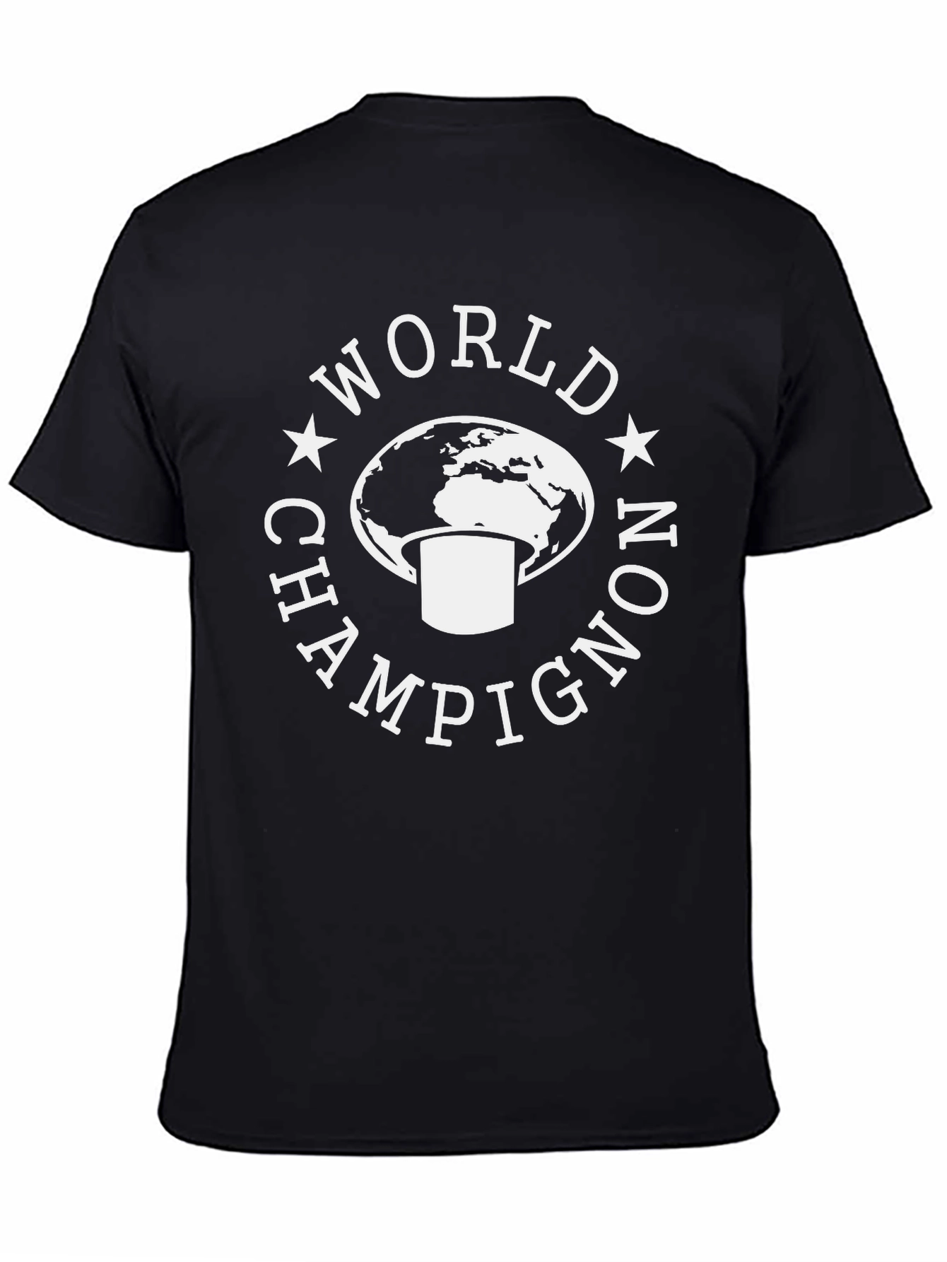Black World Champignon T-Shirt - Funny Mushroom Design view 4