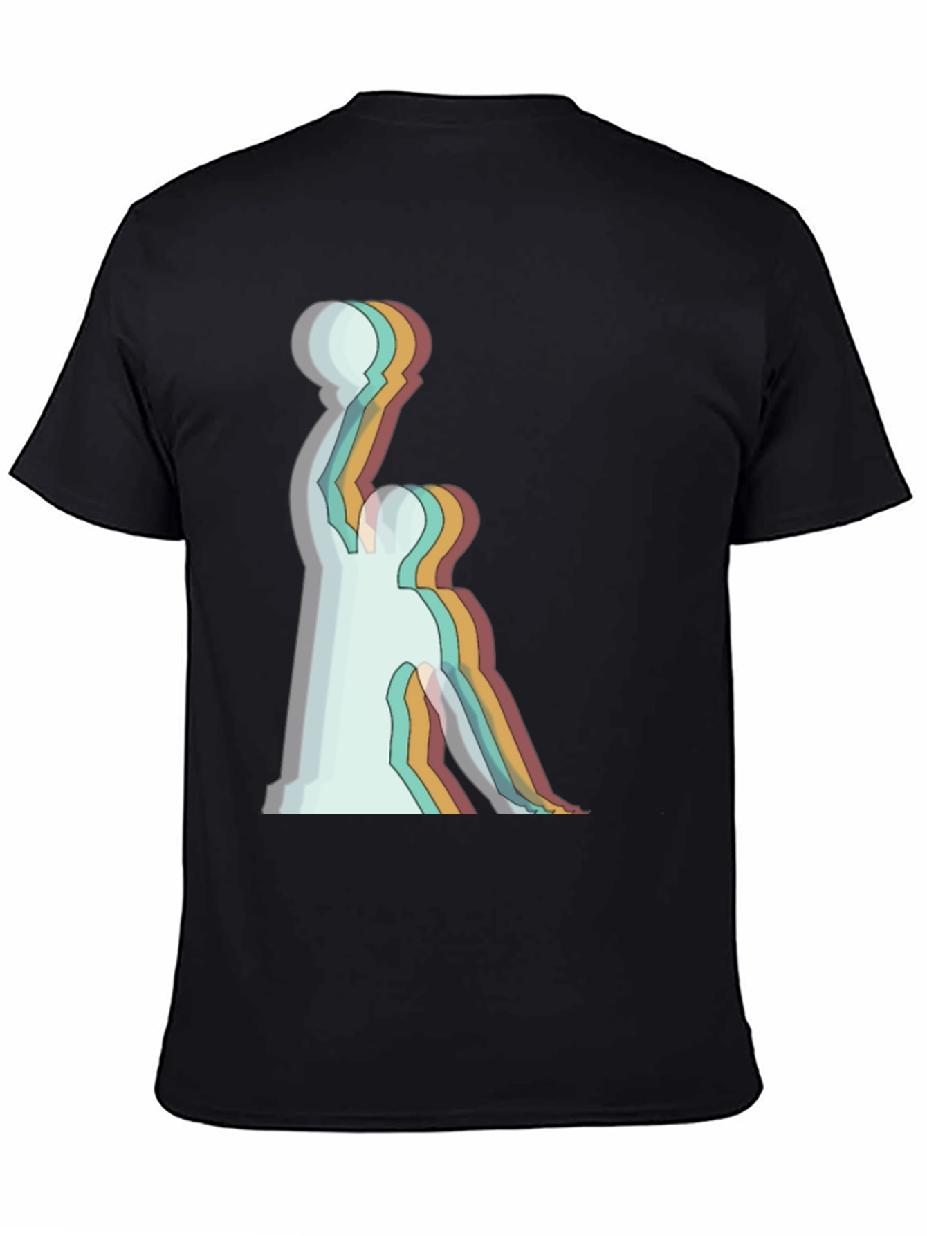 Black Retro Basketball Player Graphic Tee - Black Cotton T-Shirt view 4