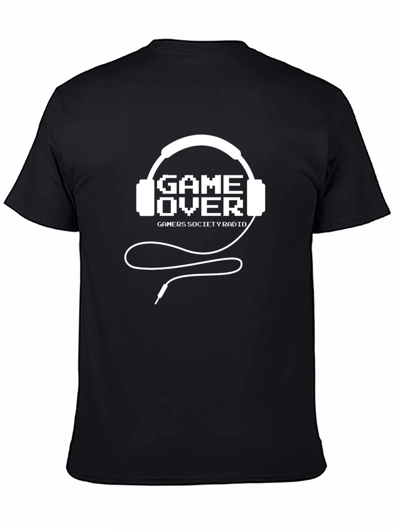 Black Game Over Headphone Gamer Society Radio T-Shirt view 4