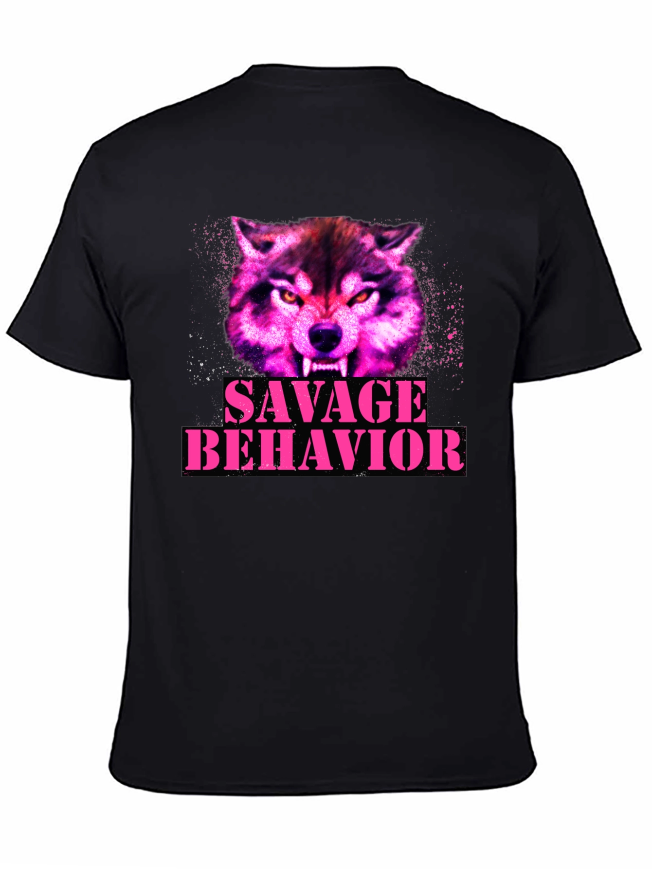 Black Savage Behavior Wolf Graphic T-Shirt view 4