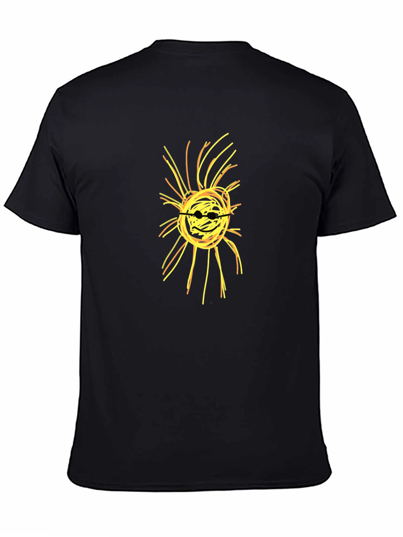 Black Abstract Sun Graphic Black T-Shirt view 4
