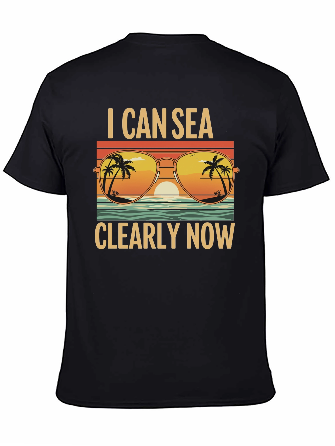 Black I Can Sea Clearly Now T-Shirt: Coastal Vibes Tee view 4