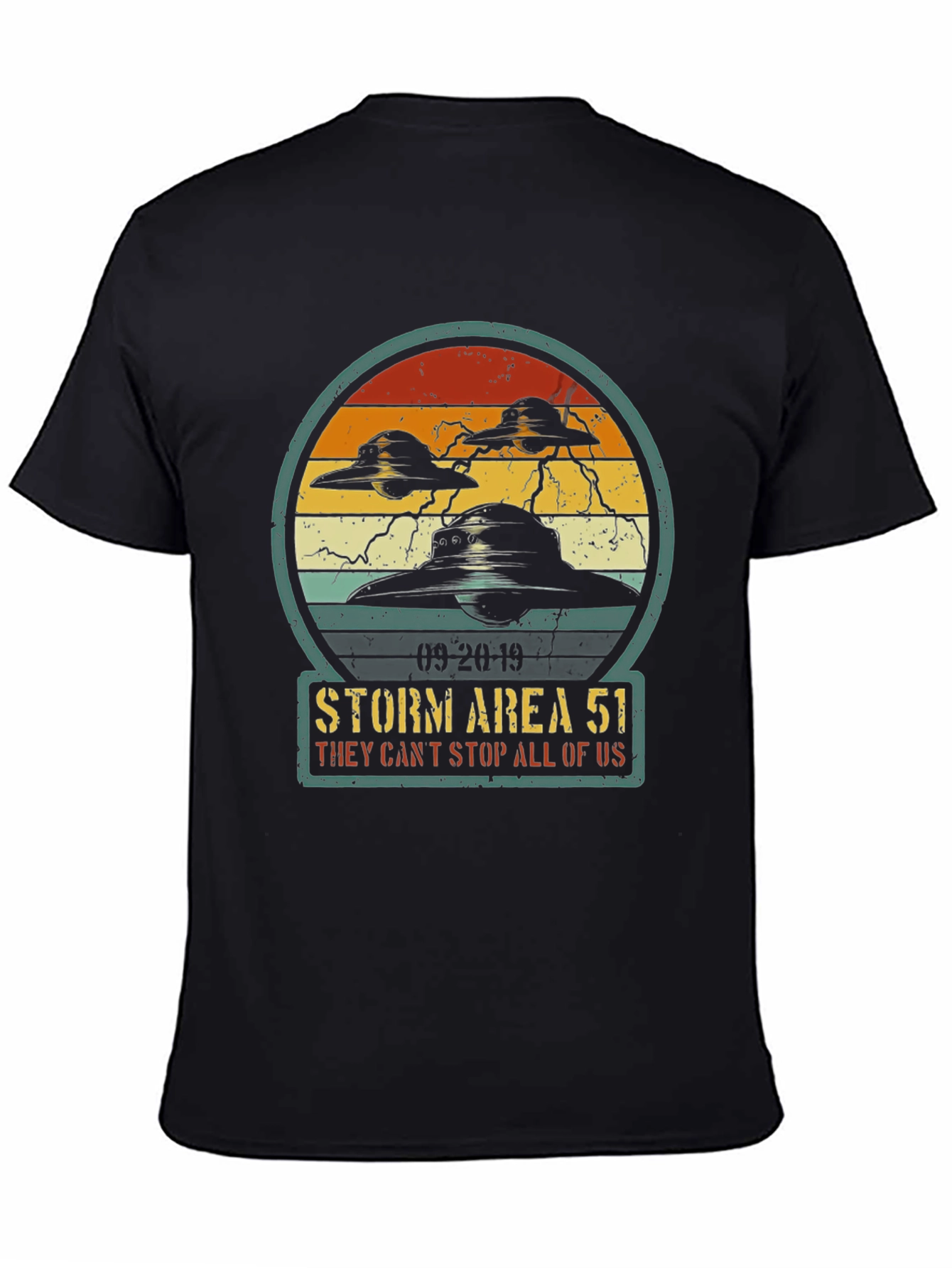 Black Storm Area 51 Graphic Tee - They Can't Stop All of Us T-Shirt view 4