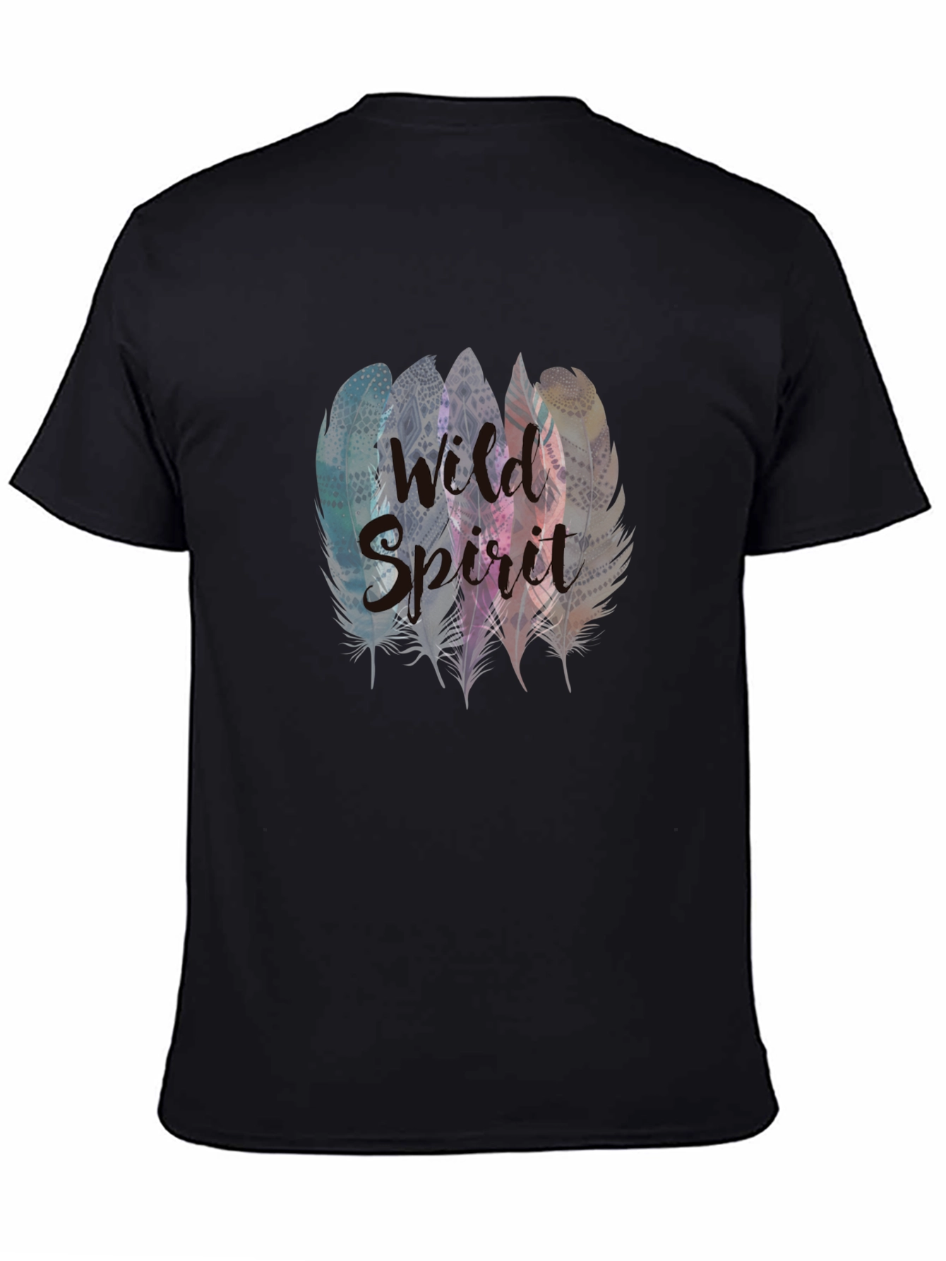 Black Wild Spirit Feather Graphic Tee - Stylish Comfort view 4