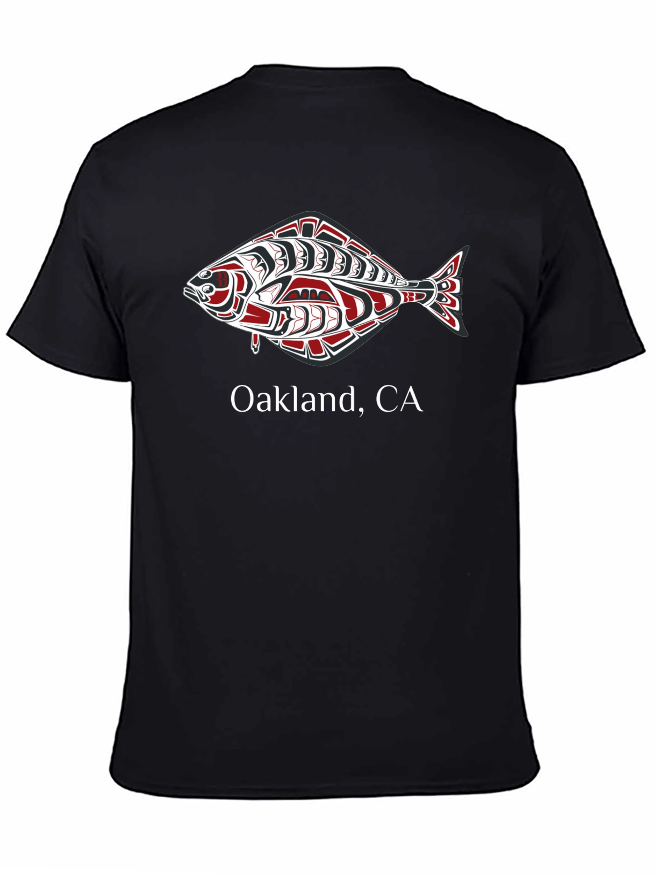 Black Oakland CA Fish Graphic Tee view 4