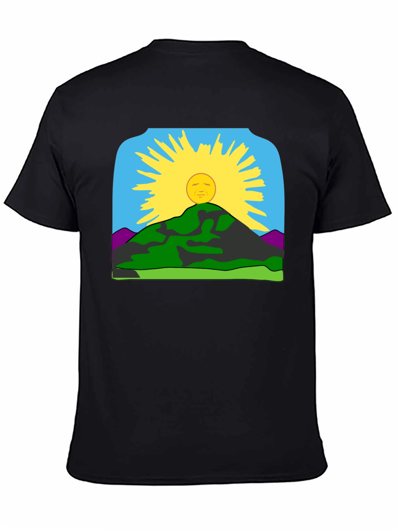 Black Sunrise Mountain Graphic Tee - Black Casual Shirt view 4