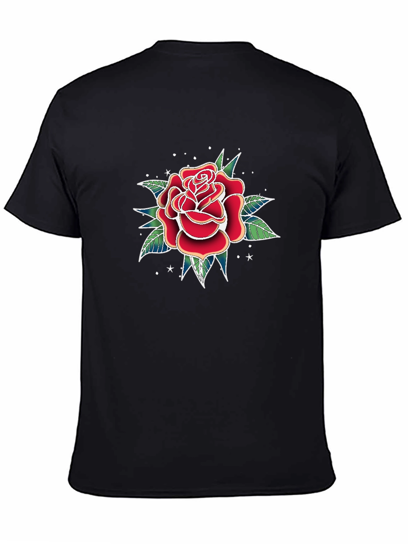 Black Classic Rose Tattoo Graphic T-Shirt view 4