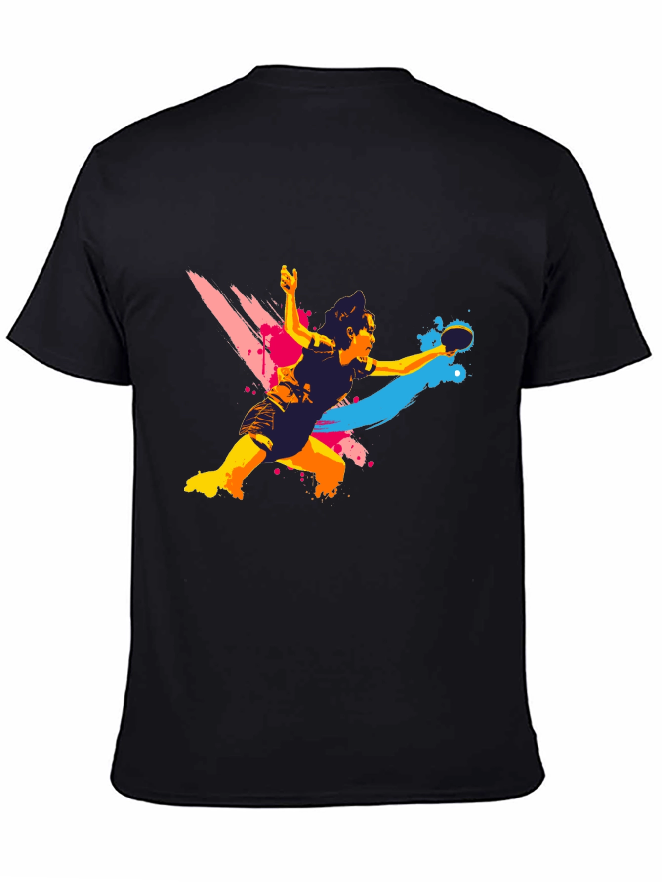 Black Ping Pong Player Graphic T-Shirt view 4