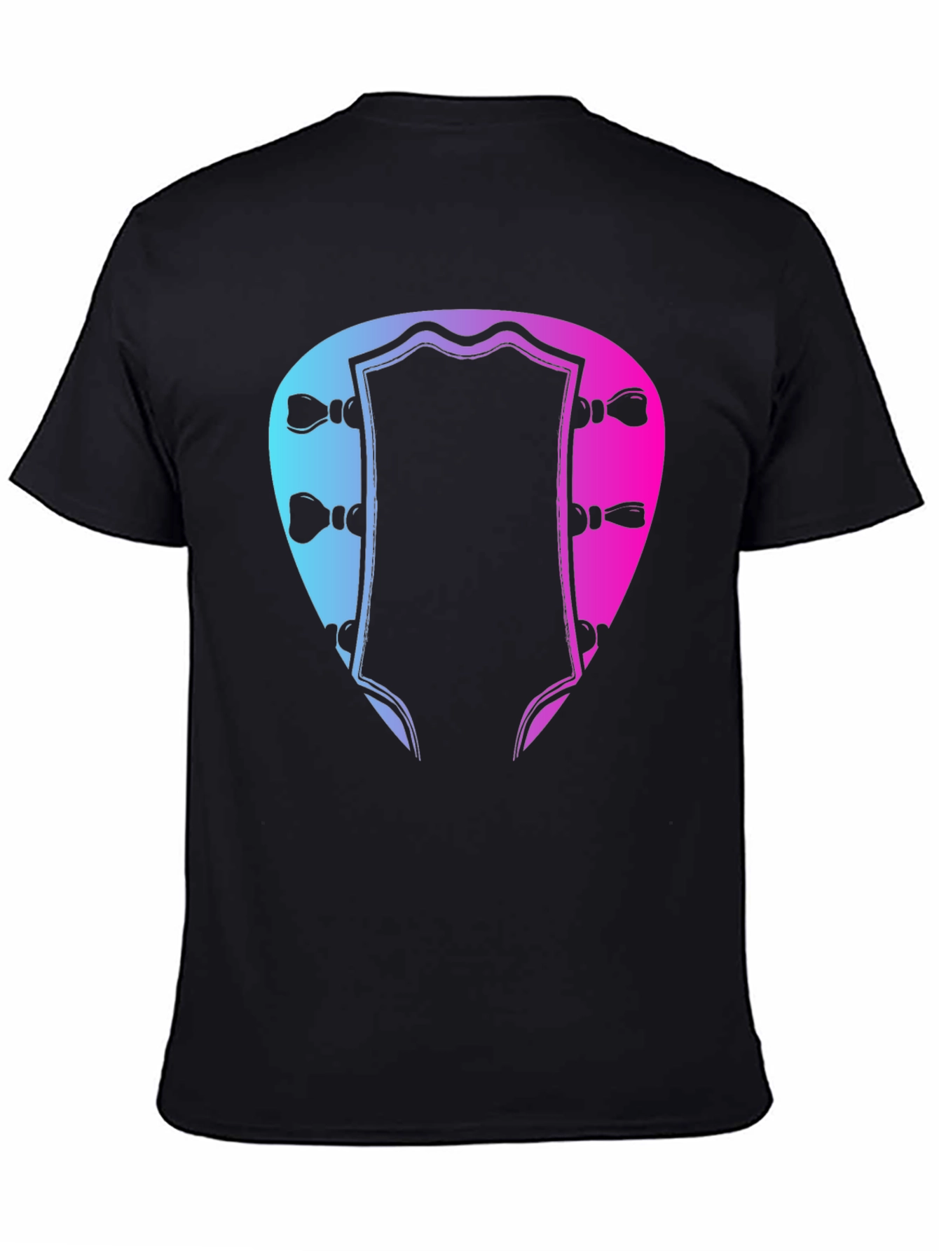 Black Guitar Headstock T-Shirt - Music Lover Tee view 4